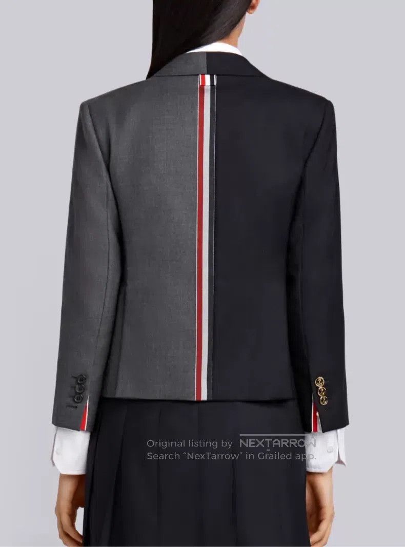 Thom Browne Thom Browne Blazer - Dark Gray + Dark Blue Color Blocked Size XS / US 0-2 / IT 36-38 - 4 Thumbnail