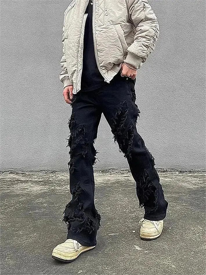Japanese Brand Straight leg slightly flared distressed jeans Size US 32 / EU 48 - 4 Thumbnail
