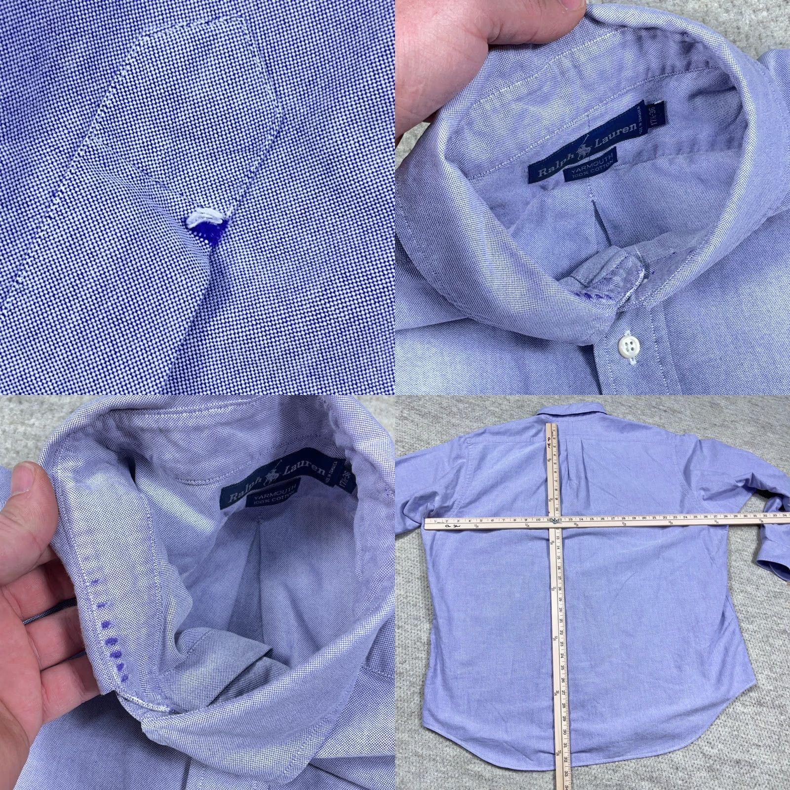 Ralph Lauren VINTAGE Ralph Lauren Shirt Men XL Purple Button Up Yarmouth Oxford Cloth 17.5 36 Flesh * Size US XL / EU 56 / 4 - 8 Thumbnail