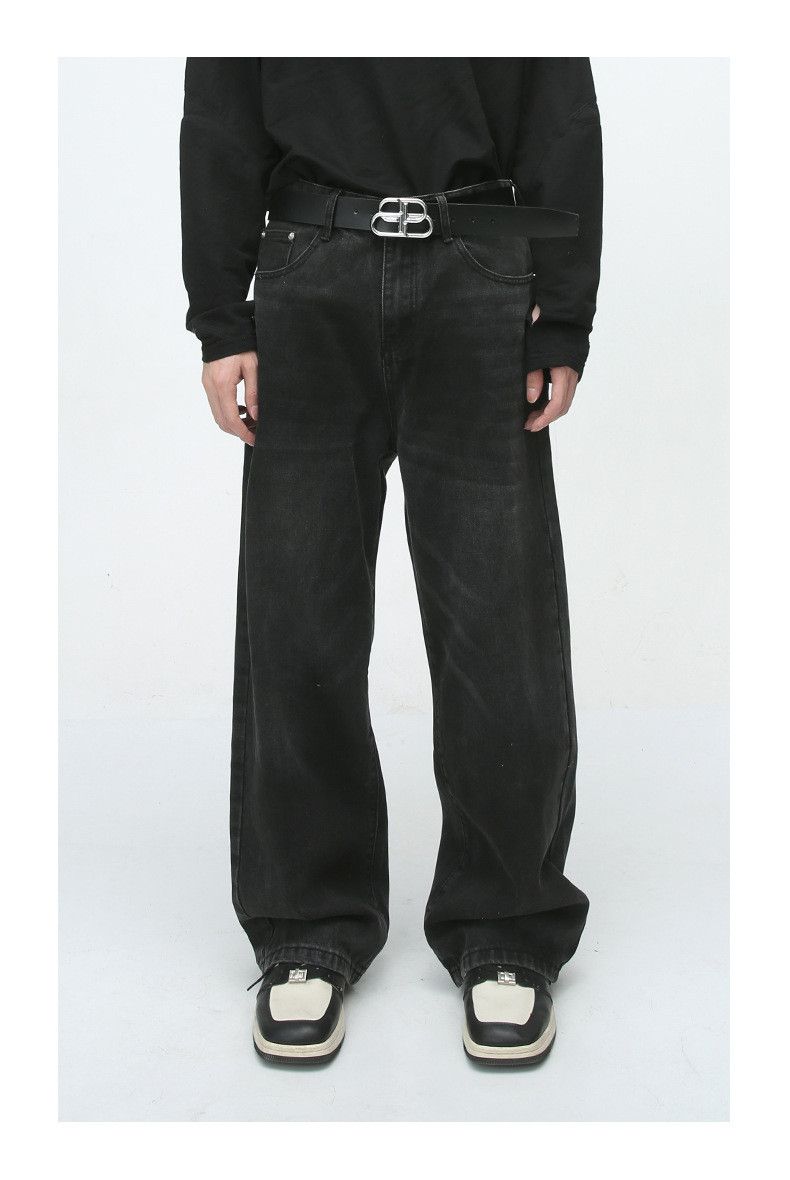 Japanese Brand Retro loose straight leg pleated black gray jeans Size US 32 / EU 48 - 1 Thumbnail