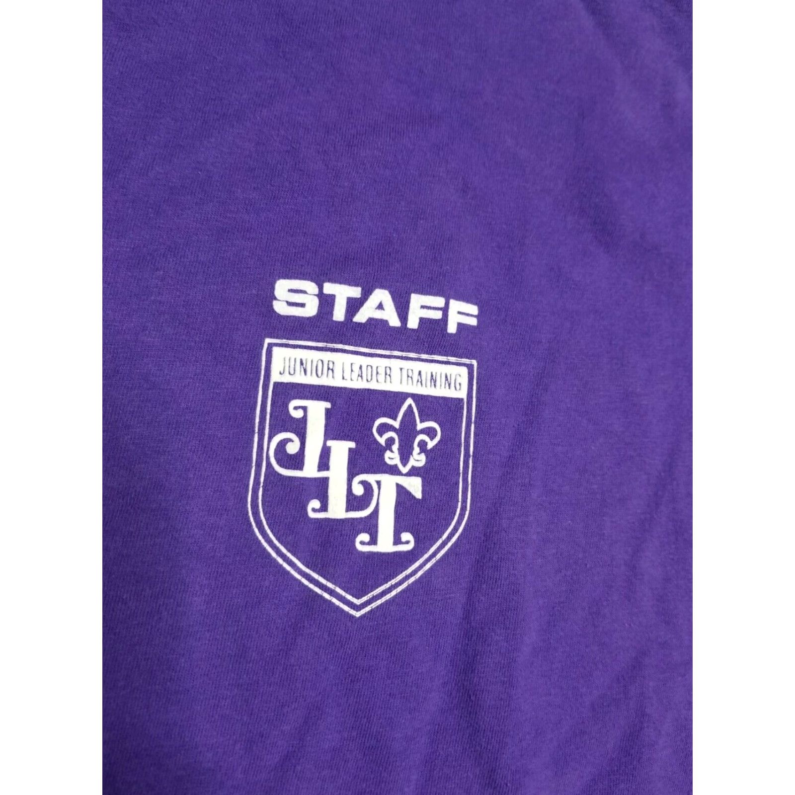 Hanes Vintage Boy Scouts of America T-Shirt - Junior Leader Training Camp Staff - Hanes - 1980s - Adult L - Graphic Tee - Purple - Short Sleeve - Unisex Size US L / EU 52-54 / 3 - 4 Thumbnail