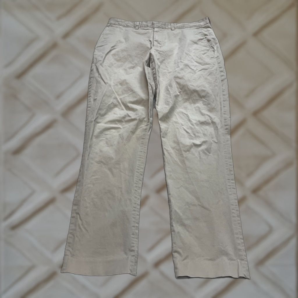 J.Crew J.Crew Mens 33 x 32 Chino Pants Beige Khaki Straight Cotton Slacks Pockets Flex Size US 33 - 1 Thumbnail