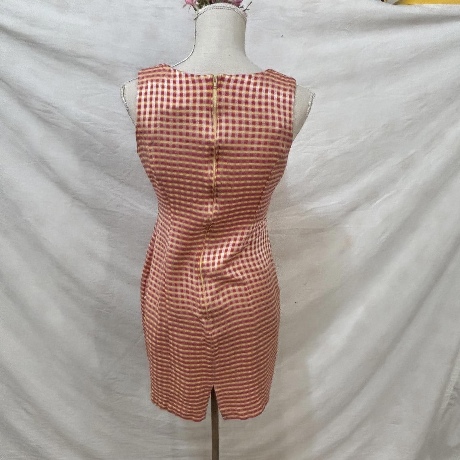 Other Vtg 90s keyhole yellow orange pink plaid mini dress Size M / US 6-8 / IT 42-44 - 6 Thumbnail