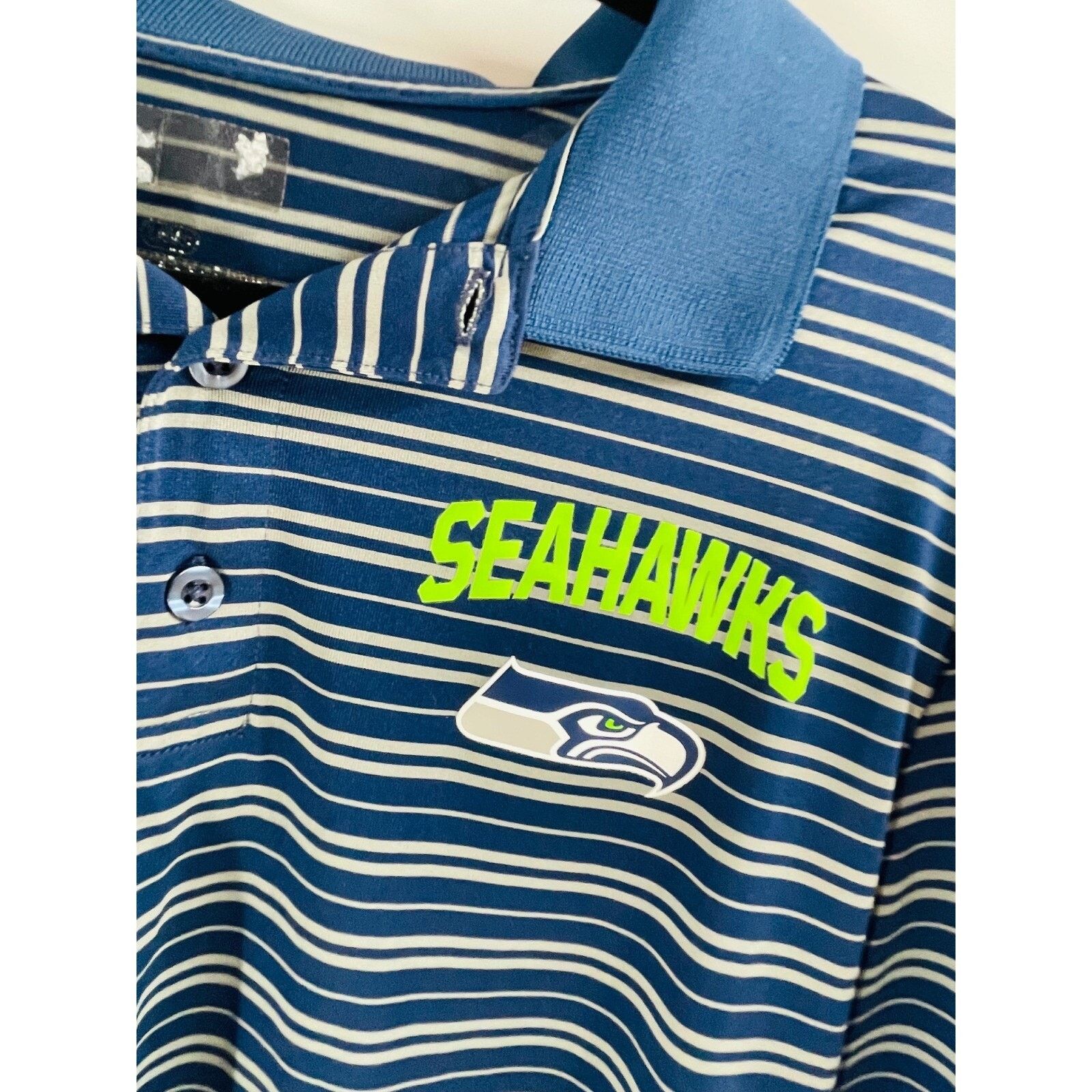 Starter Seahawks Polo Shirt Striped NFL Football Apparel Mens Size US L / EU 52-54 / 3 - 1 Thumbnail