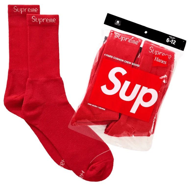 Supreme Supreme®/Hanes® Crew Socks (4 Pack) Red Size ONE SIZE - 1 Preview