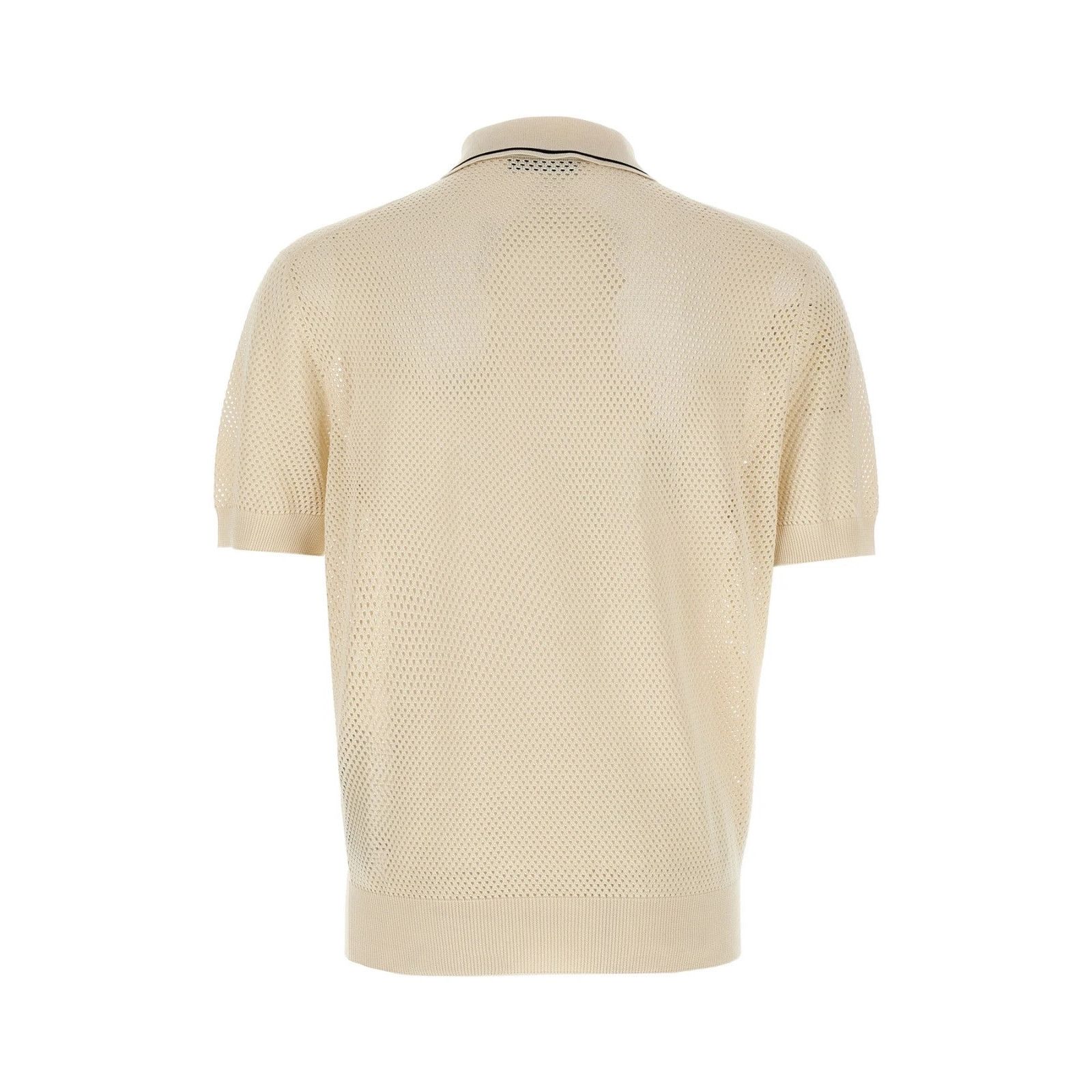 Prada PRADA Openwork Beige Polo Shirt New & Authentic (Men's size: Size US L / EU 52-54 / 3 - 2 Thumbnail
