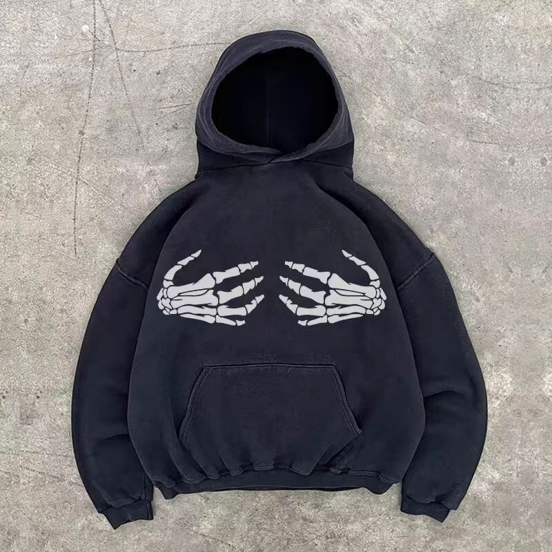 Designer × Japanese Brand Black washed skull hand print hoodie Size US L / EU 52-54 / 3 - 1 Thumbnail