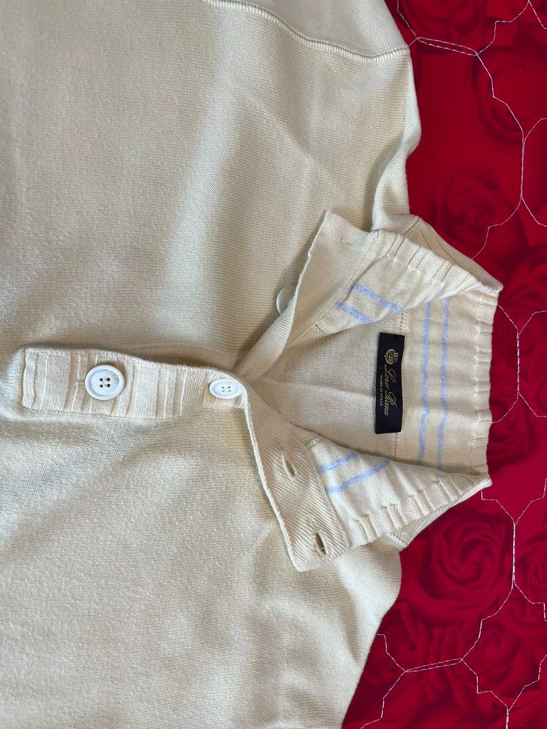 Loro Piana LORO PIANA Pure cotton small high collar casual knit sweat Size L / US 10 / IT 46 - 6 Thumbnail