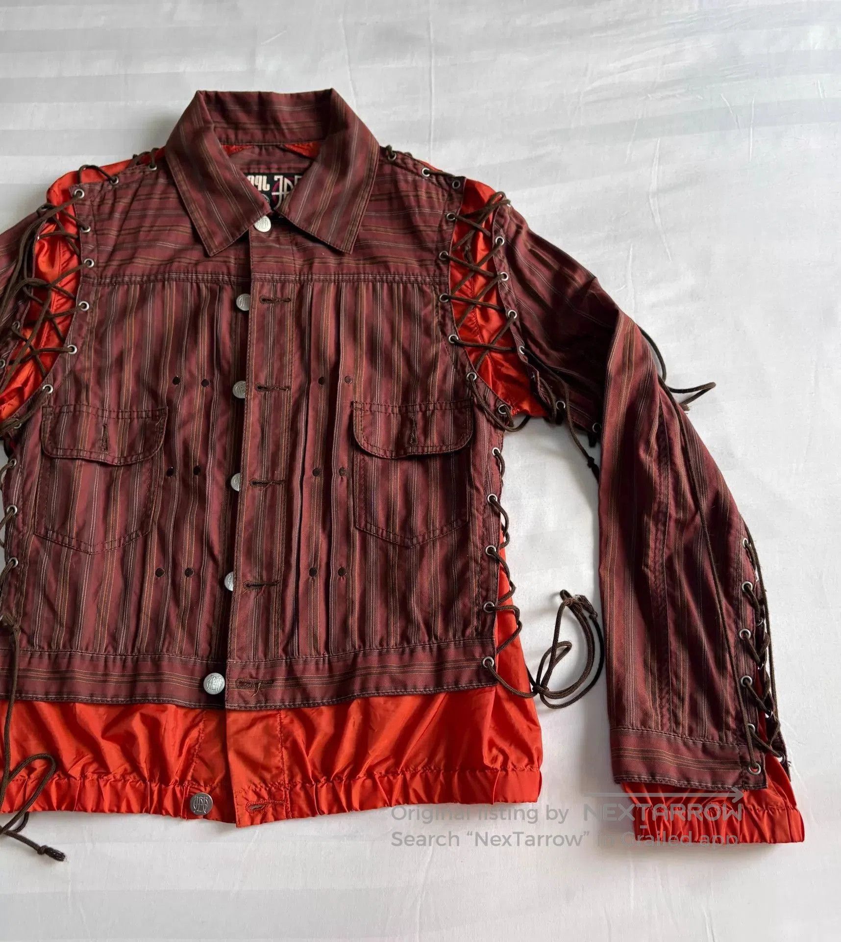 Jean Paul Gaultier Red Striped Lace-Up Jacket Size M. Size US M / EU 48-50 / 2 - 6 Thumbnail