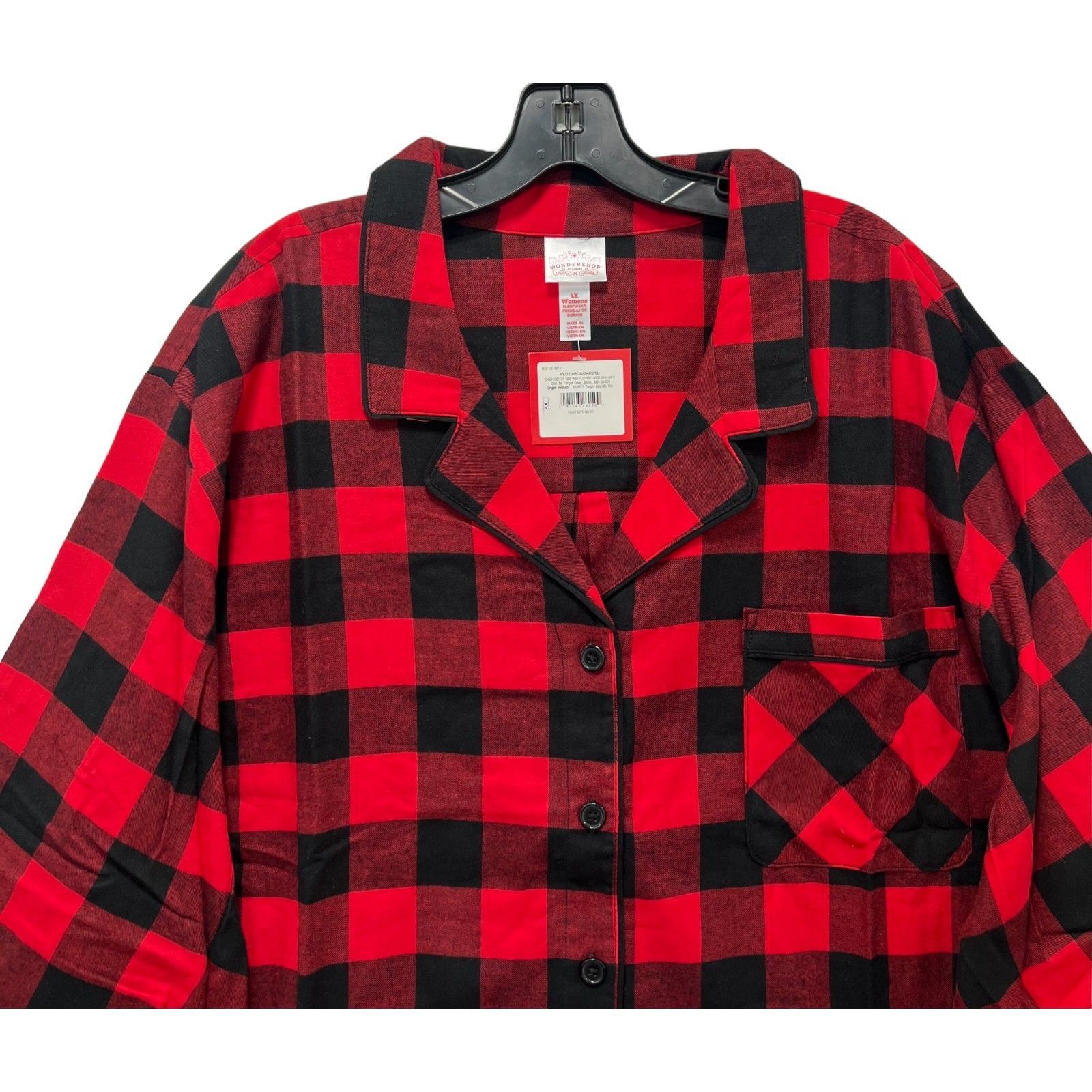 Other Wonder Shop - Women's Red Buffalo Check Flannel Pajama Set - Size ONE SIZE - 22 Thumbnail