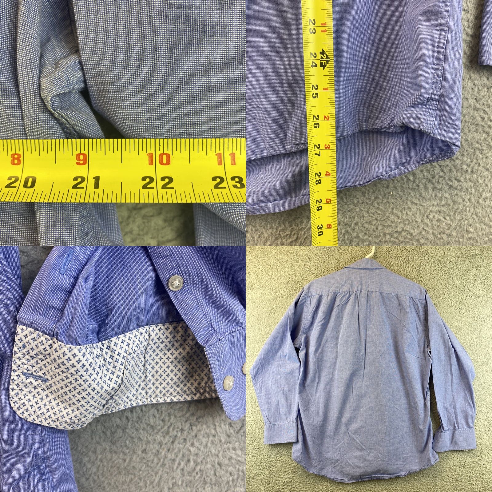 Isaac Mizrahi ISAAC MIZRAHI Shirt Mens Blue Cotton Slim Button-Down Long Sleeve 16 Regular Adult L Shirt - Men’s Button-Up, 70s 80s 90s Theme Size US L / EU 52-54 / 3 - 8 Thumbnail
