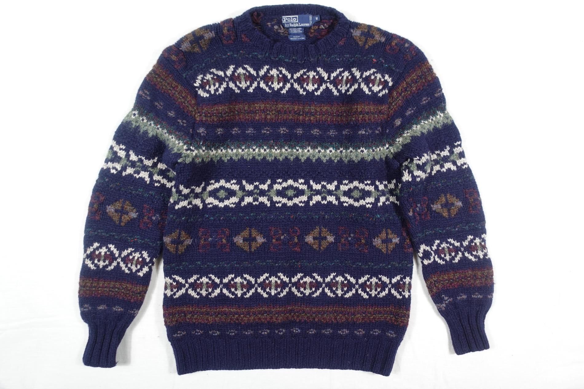Polo Ralph Lauren Polo Ralph Lauren Sweater Fair Isle Hand Knit Wool Vintage M Size US M / EU 48-50 / 2 - 1 Thumbnail