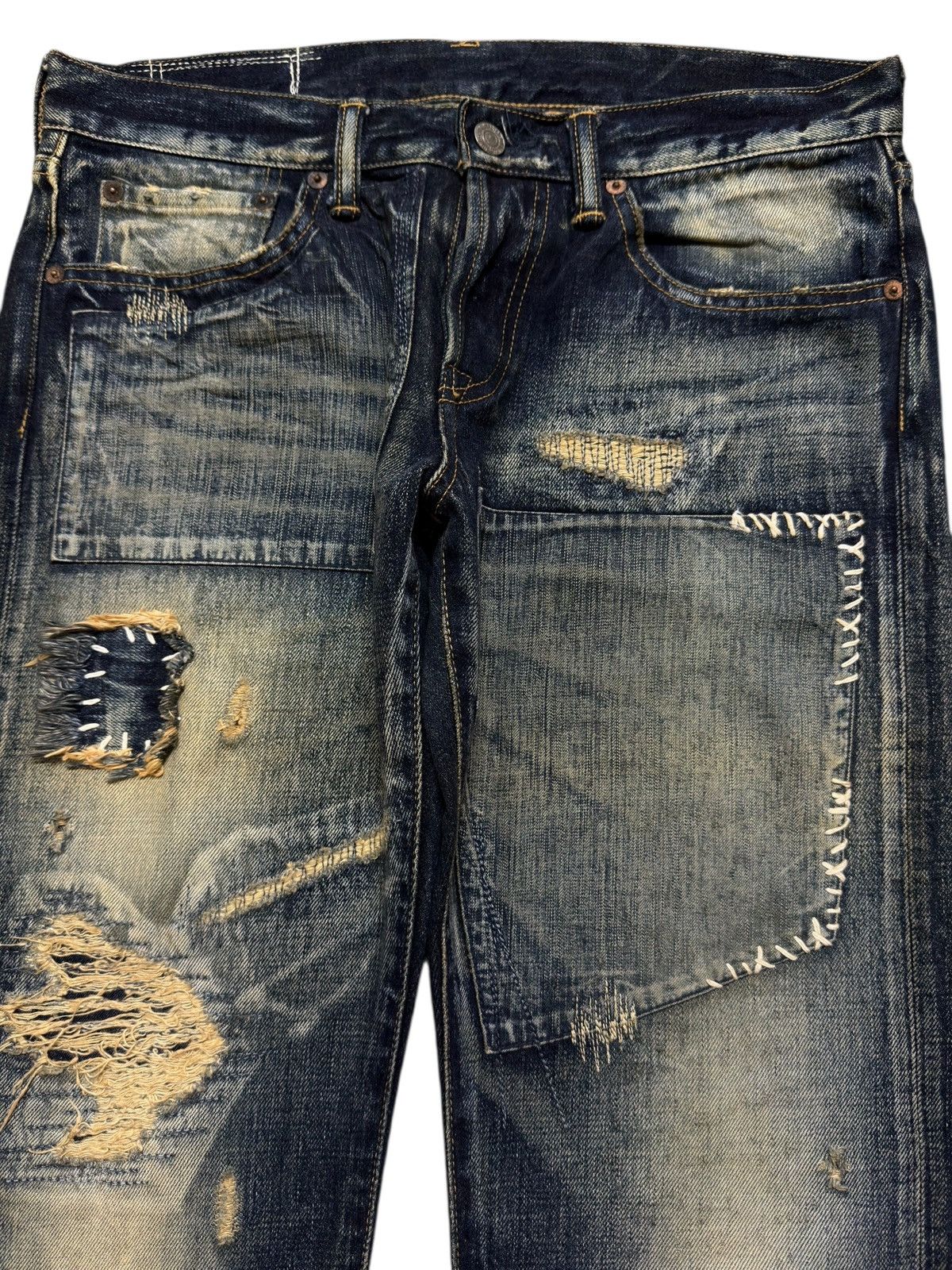 Eternal Vintage 90s Japan Eternal Faded Wash Distressed Sashiko Boro Size US 31 - 3 Thumbnail