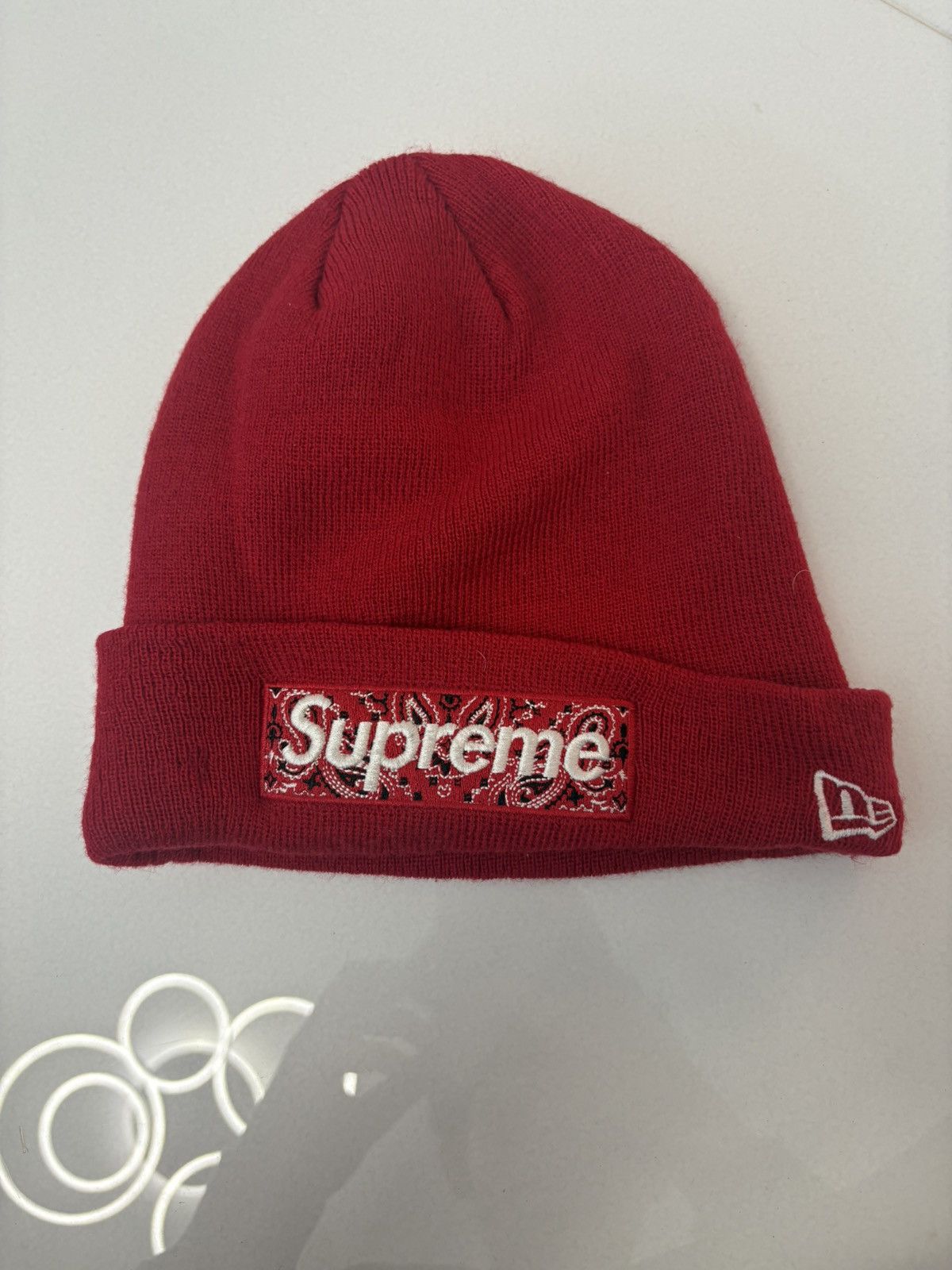 Red supreme bandanna beanie