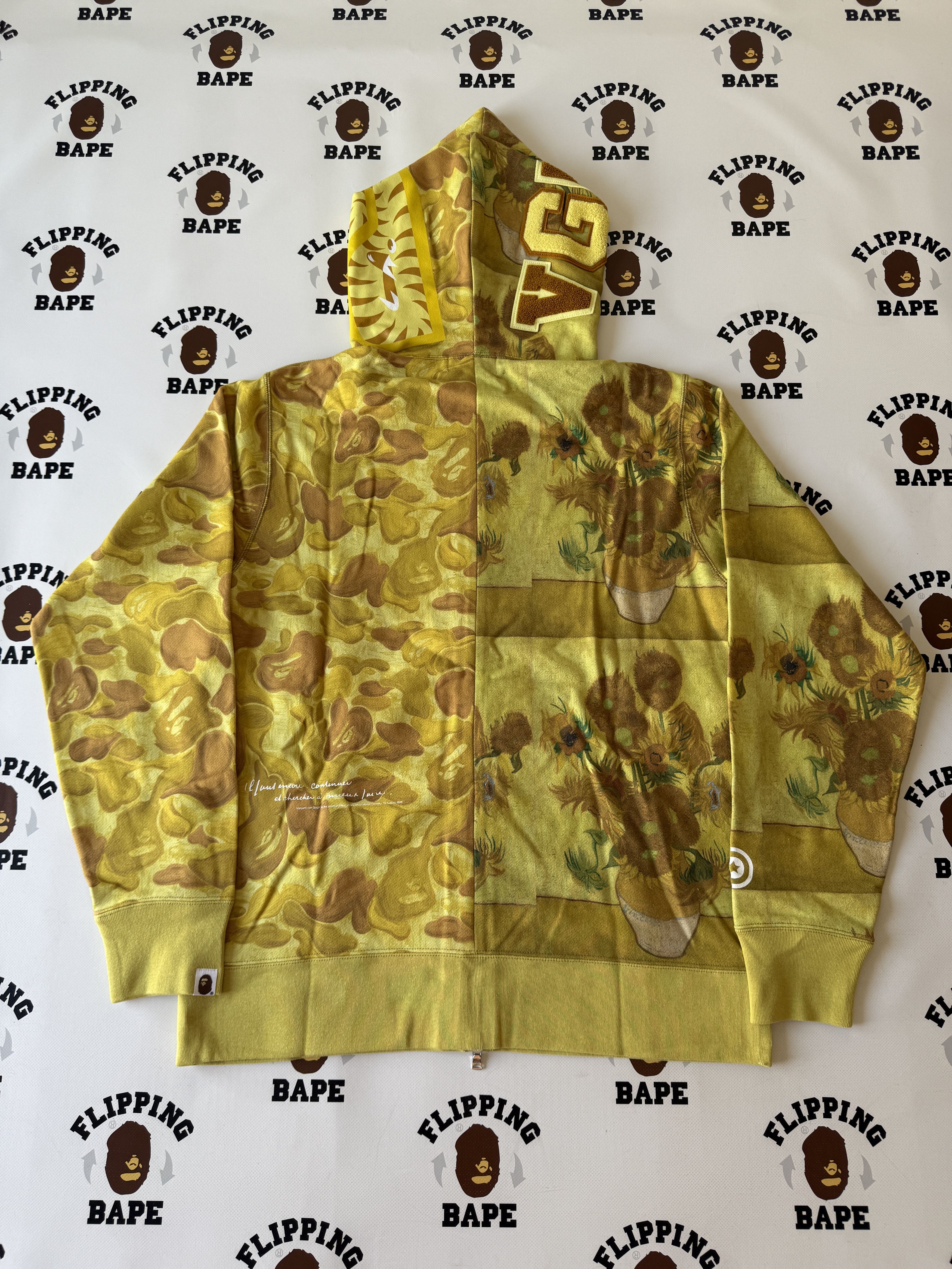 トップス XL bape Van Gogh Shark Full Zip Hoodie A BATHNIG APE Men's BAPE x VAN GOGH MUSEUM SHARK FULL ZIP