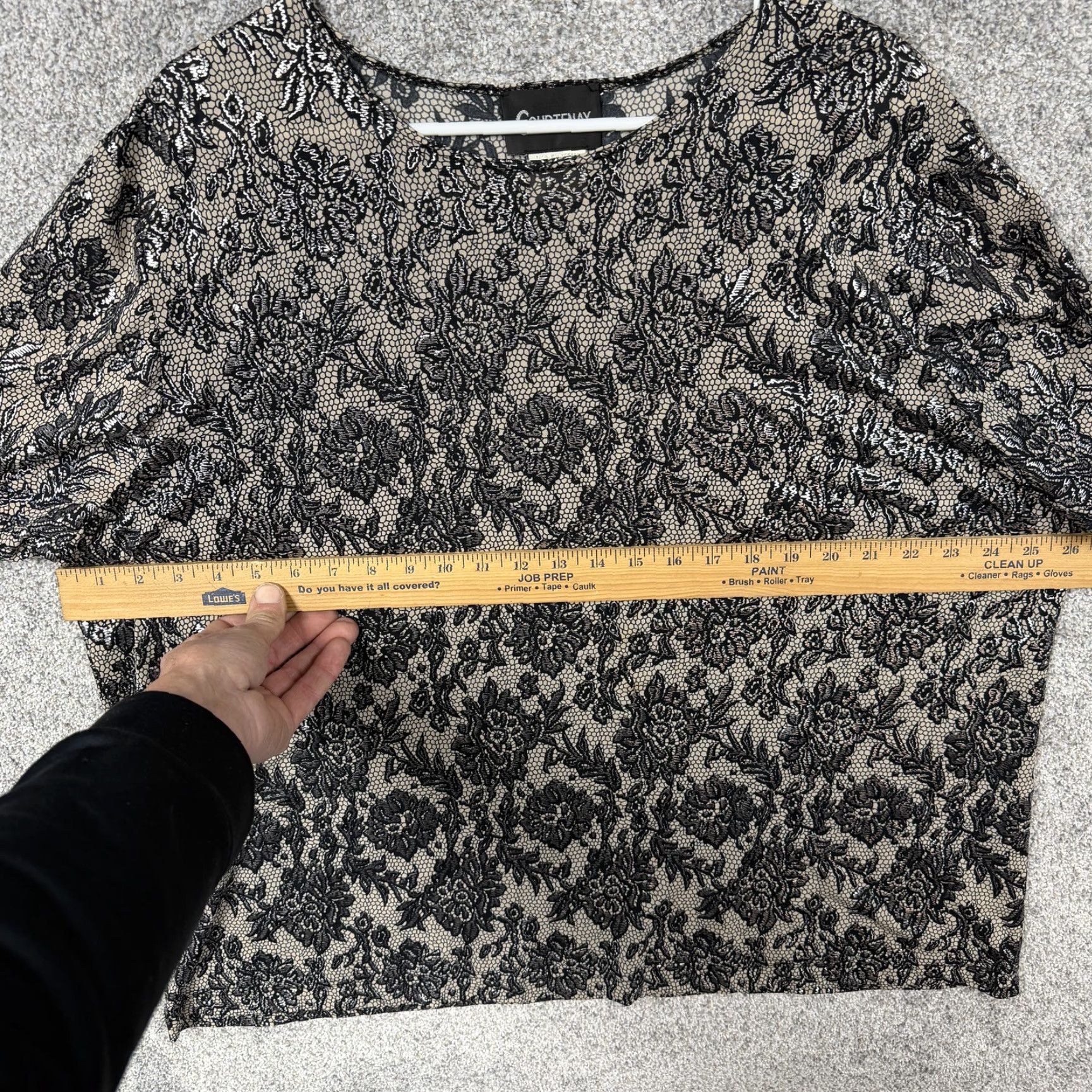 Vintage VINTAGE Courtenay Blouse Womens XL Black Tan Floral Lace 90s Gothic Party Whimsigoth Size XL / US 12-14 / IT 48-50 - 3 Thumbnail