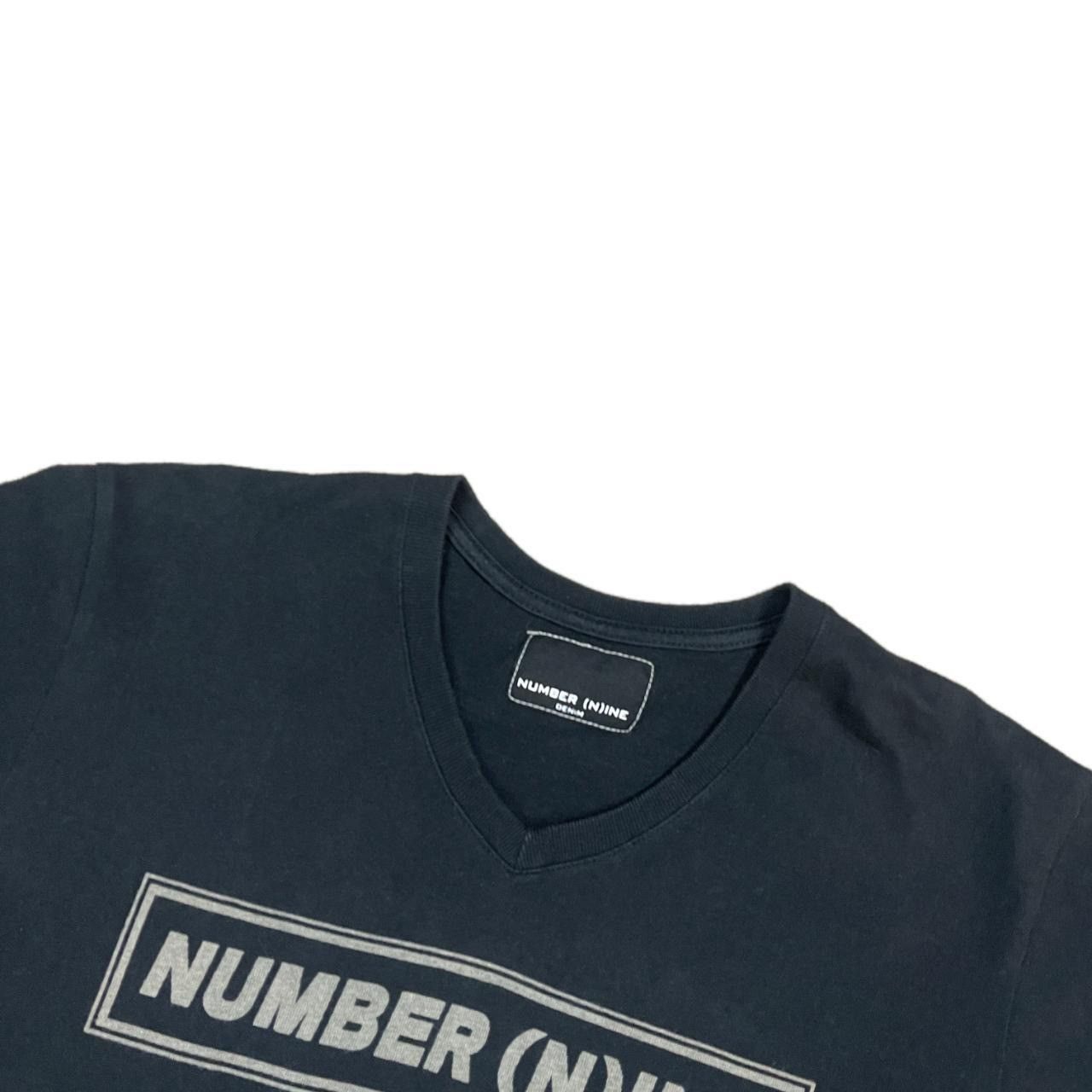 Number (N)ine Number (N)ine Denim V-Neck Tee – Black/Grey Spellout Size US M / EU 48-50 / 2 - 3 Thumbnail