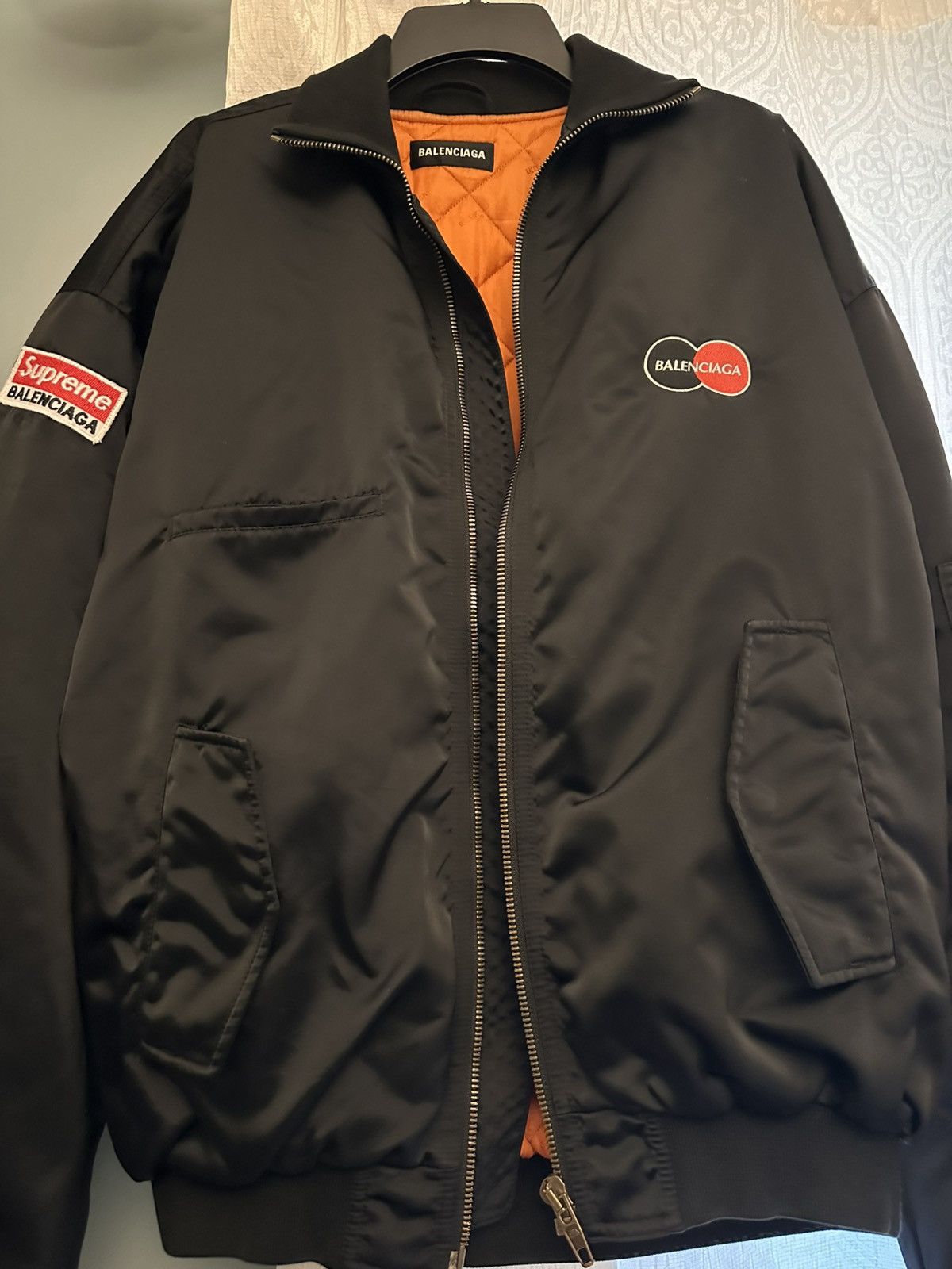 Balenciaga Balenciaga Mens Bomber Jacket with Orange Lining Size US S / EU 44-46 / 1 - 18 Thumbnail