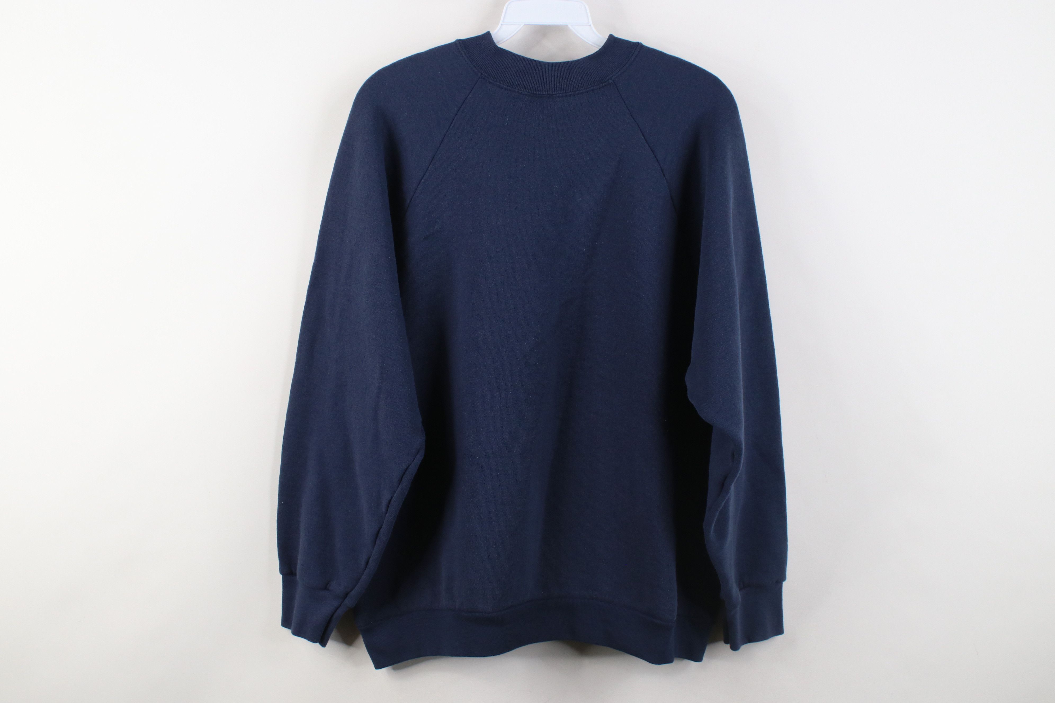 Vintage Vintage 90s Streetwear Blank Crewneck Sweatshirt Navy Blue Size L / US 10 / IT 46 - 8 Thumbnail