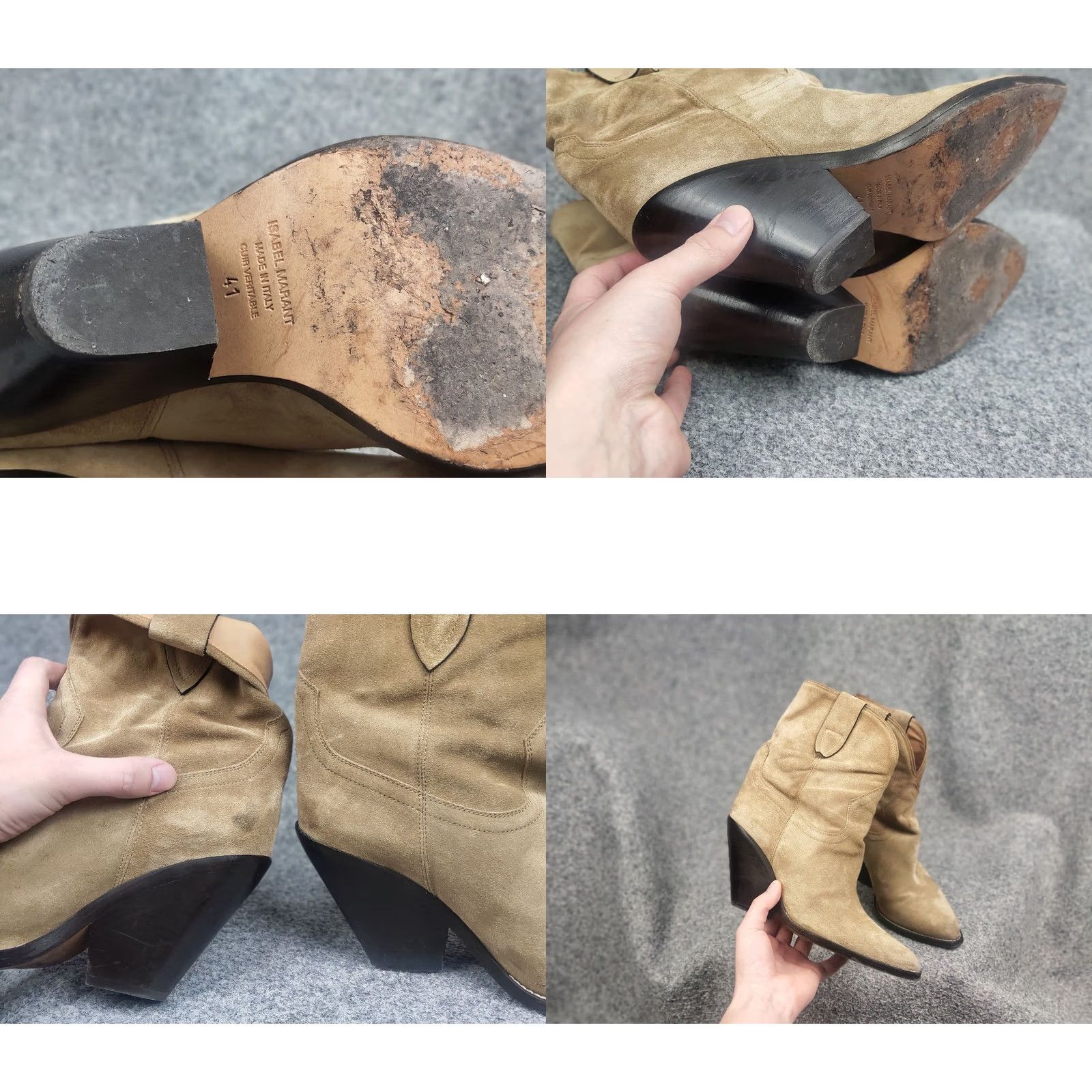Isabel Marant Isabel Marant Leyane suede Leather Beige cowboy Ankle Boots Vintage Western Style Size US 10 / IT 40 - 10 Thumbnail