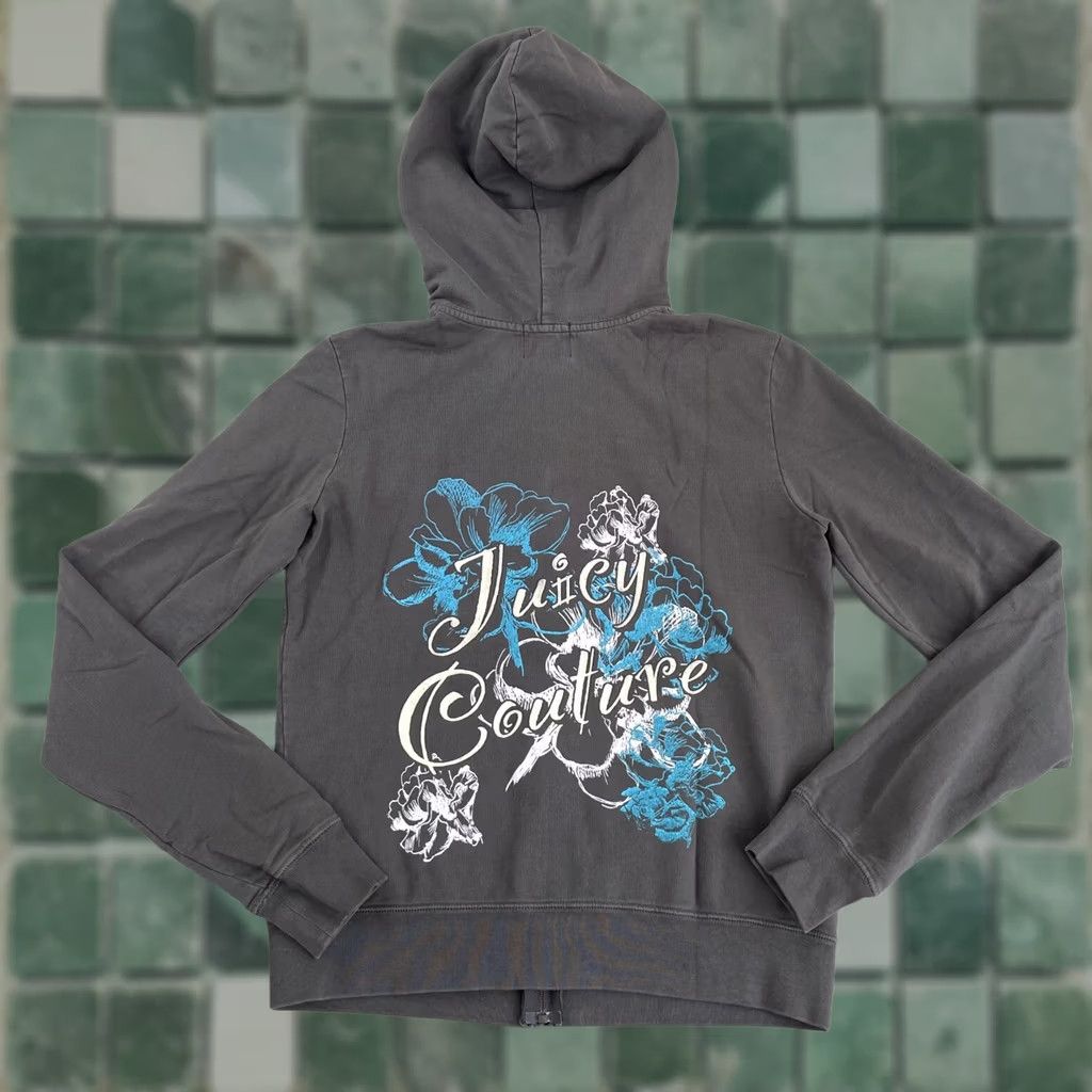 Juicy Couture VINTAGE Juicy Couture Hoodie Women Large Gray Back Logo Long Sleeve Full Zip Knit French Terry 100% Cotton Grunge Decade 90s Mens Womens Size L / US 10 / IT 46 - 1 Thumbnail