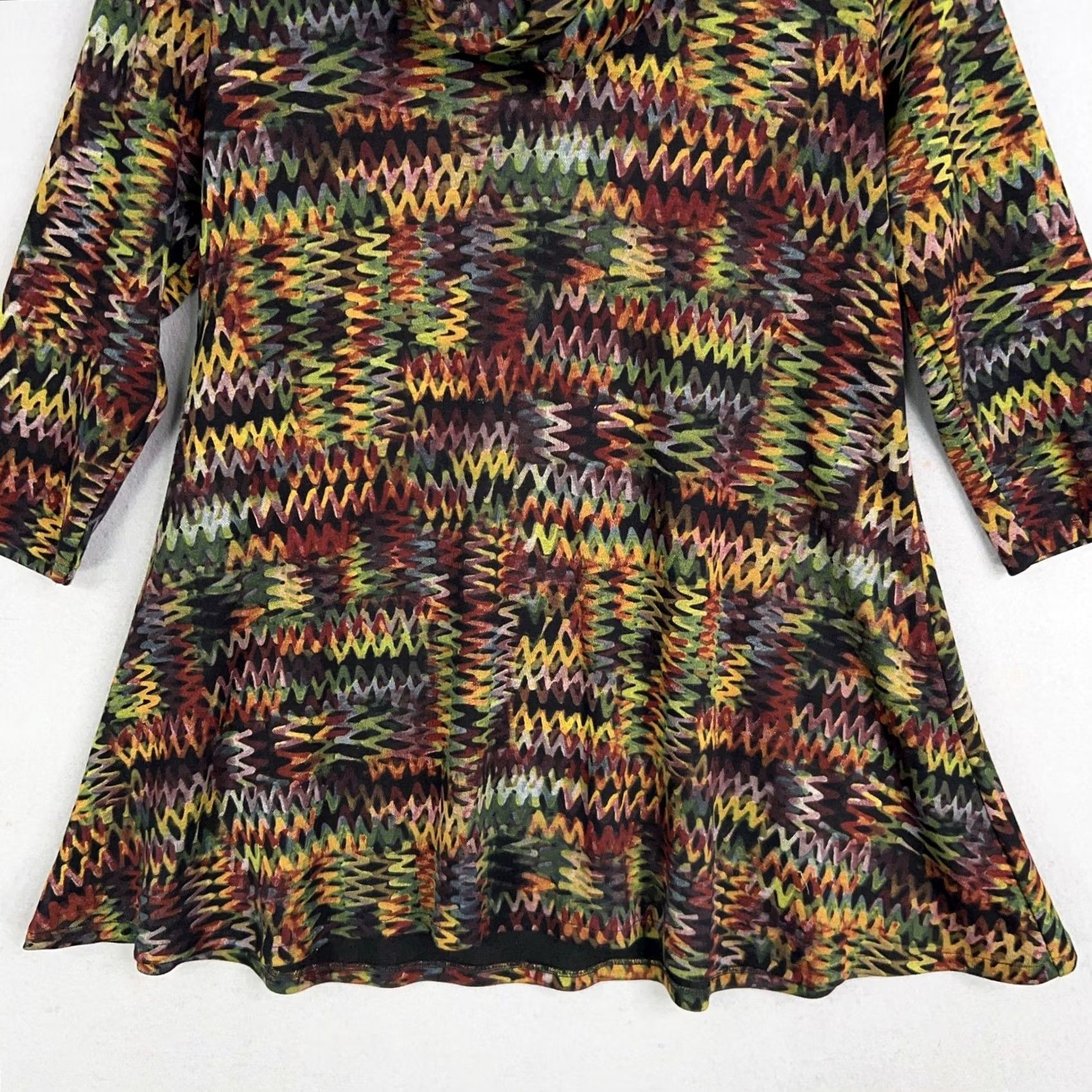 Rainbow Andria Lieu Top Womens Medium Black Colorful Rainbow Zigzag Tunic Artsy Eclectic Size M / US 6-8 / IT 42-44 - 3 Thumbnail