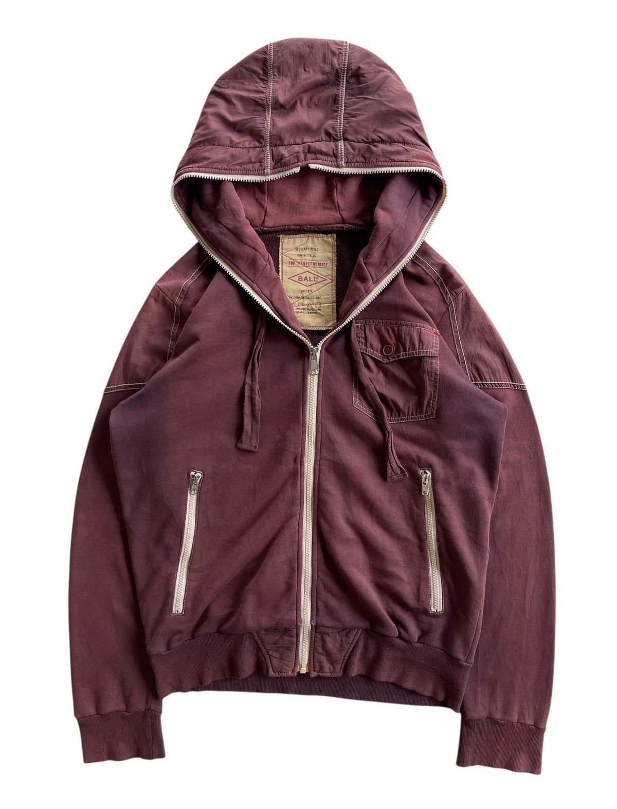 Japanese Brand BALL Sunfaded Burgundy Hooded Sweaters Size US M / EU 48-50 / 2 - 1 Thumbnail