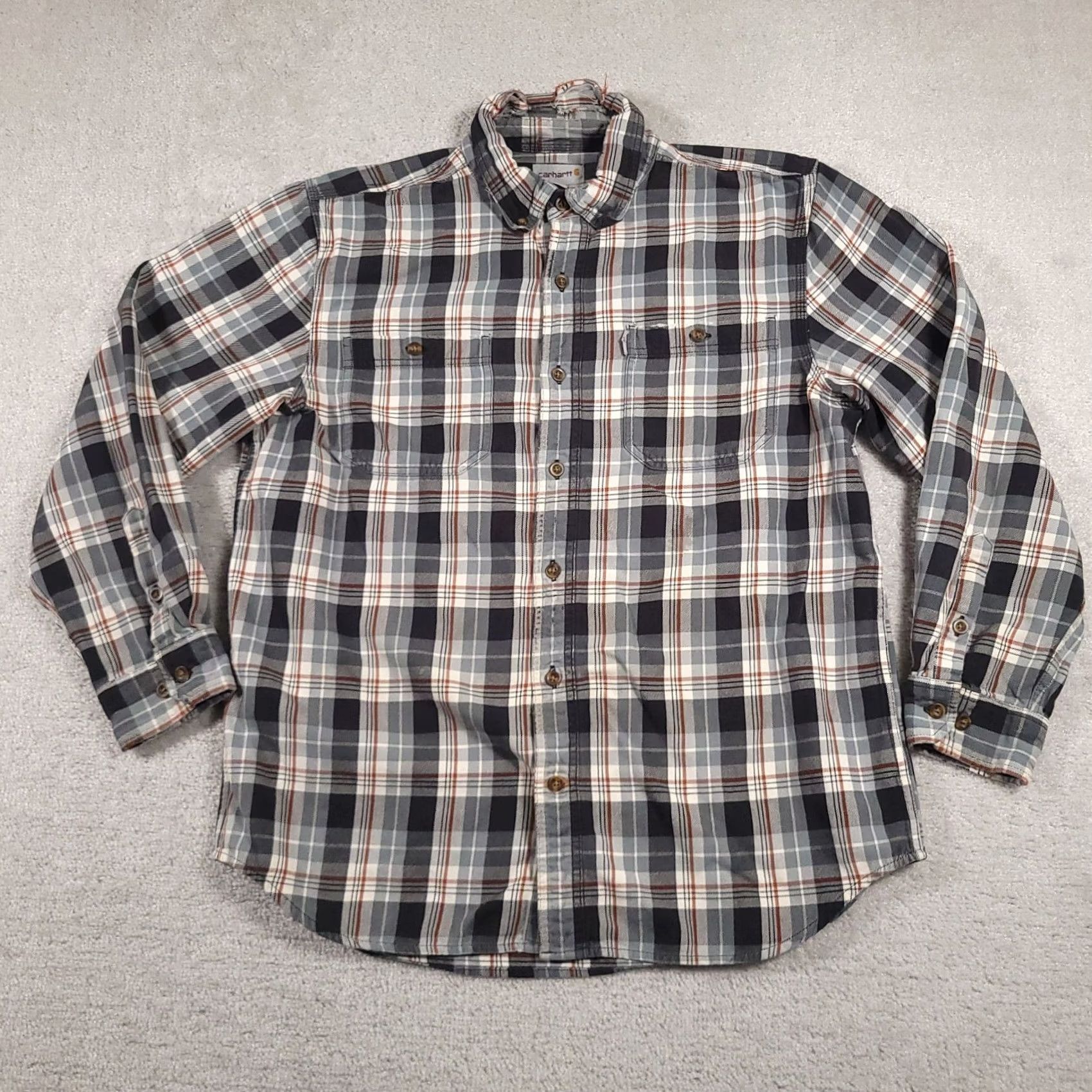 Carhartt VINTAGE Carhartt Long Sleeved Cotton Flannel Button Down Shirt Mens Large Heavy Workwear Size US L / EU 52-54 / 3 - 2 Thumbnail