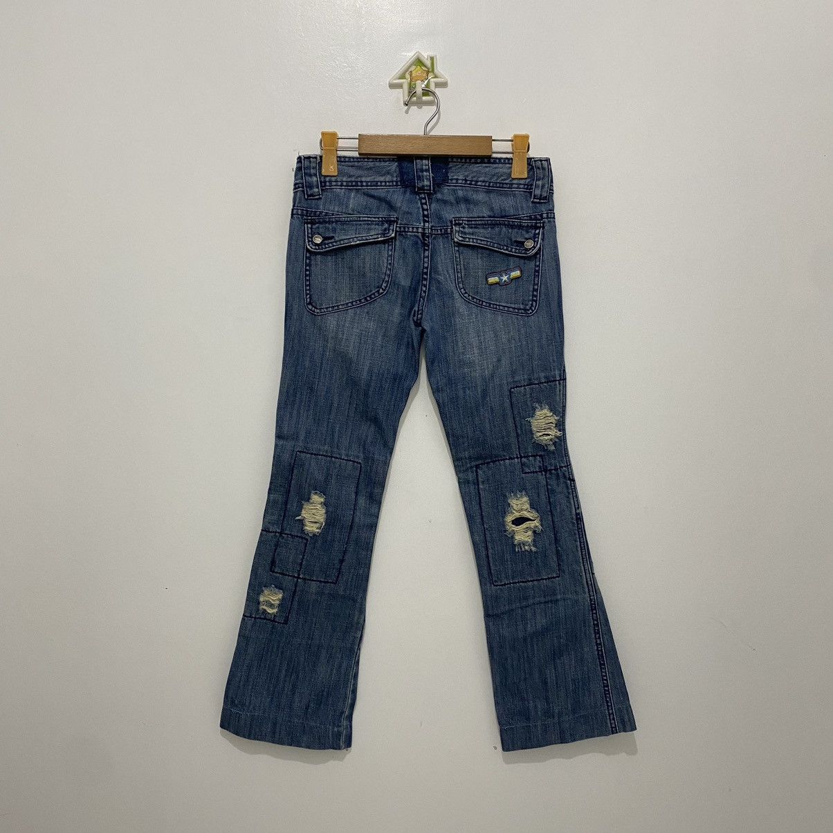 W&LT Walter Van Beirendonck Patchwork Flared Denim Jeans Size 26" / US 2 / IT 38 - 4 Thumbnail