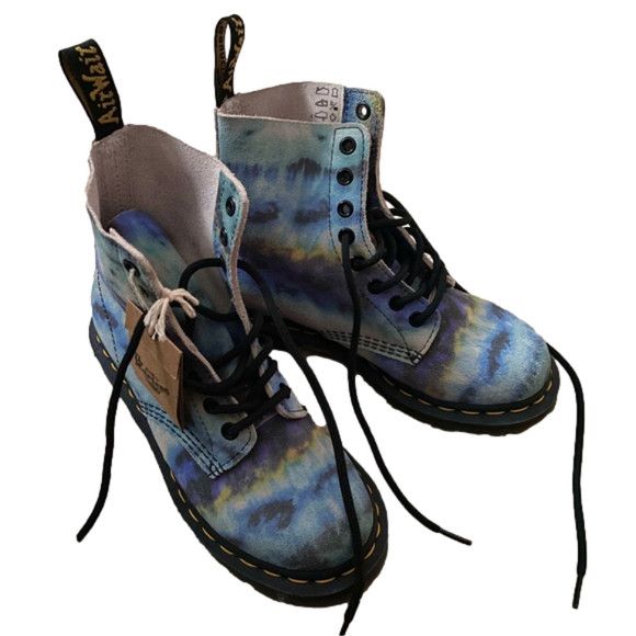 Dr. Martens Doc Marten 1460 Pascal Blue Tie Dye Leather Boots - 5US/36EU Size US 5 / IT 35 - 6 Thumbnail