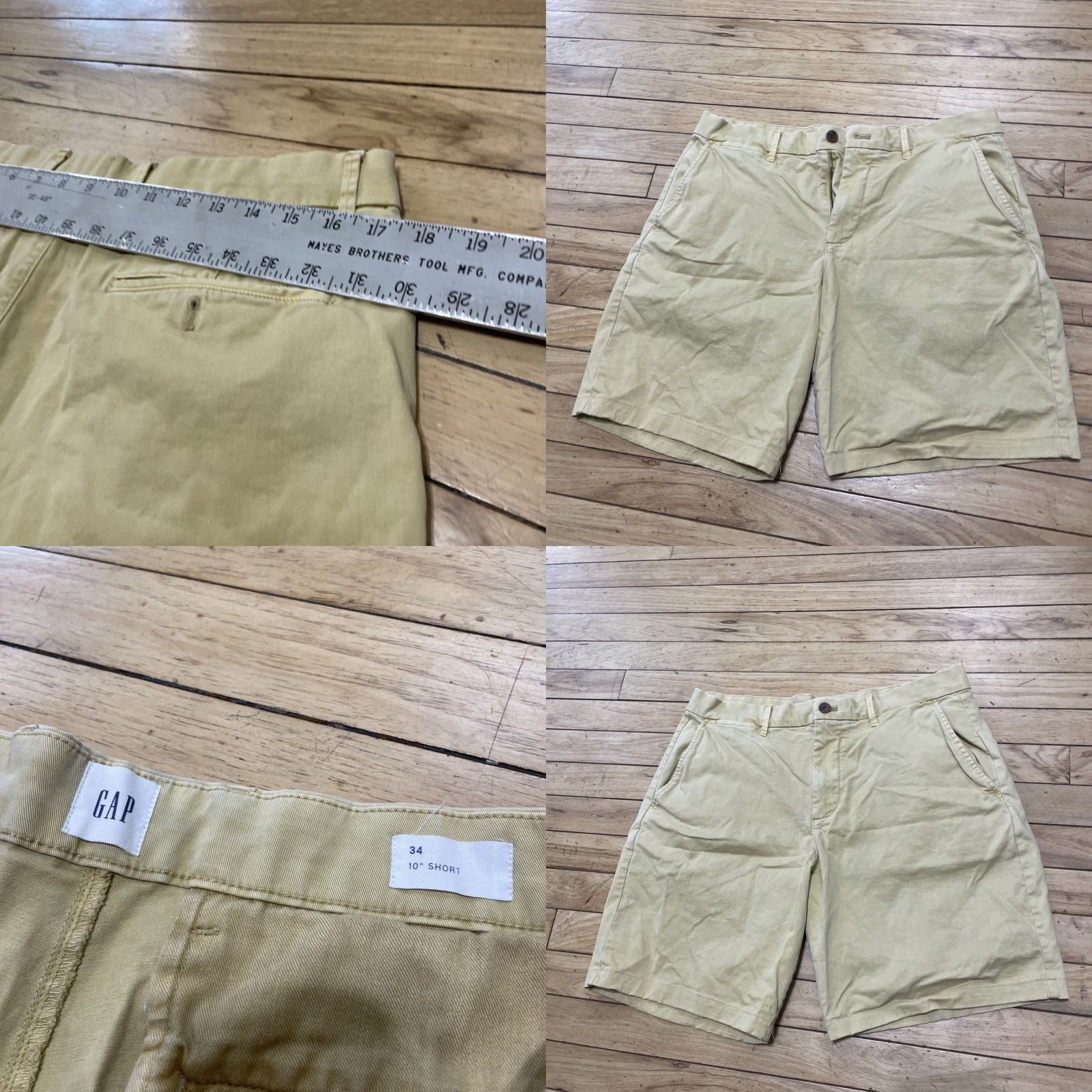 Gap VINTAGE GAP Retro Yellow Shorts Men 34 10" Inseam 1970s 90s Classic Flat Chino, Yellow, 1970s, 90s, Golf, Light Wash, Casual, Regular, Mens Size US 34 / EU 50 - 8 Thumbnail