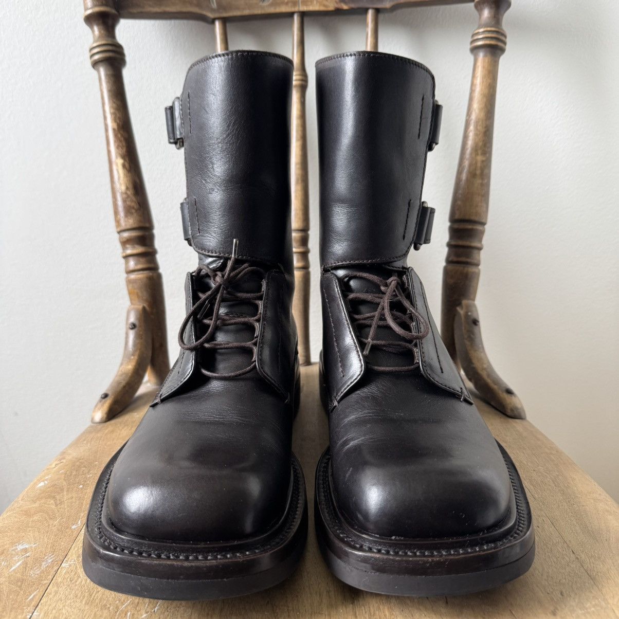 Prada Prada FW1999 Brown Army/Military Velcro Strap Leather Boots Size US 11 / EU 44 - 7 Thumbnail