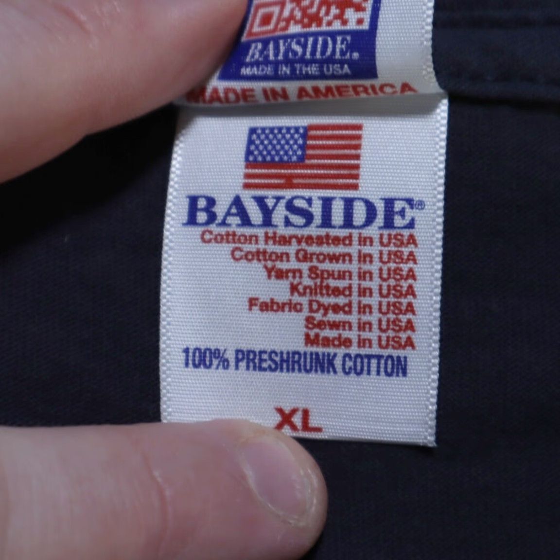 Vintage Bayside USA Flag Patriotic Solid T-Shirt Navy Blue Men's XL Size US XL / EU 56 / 4 - 6 Thumbnail