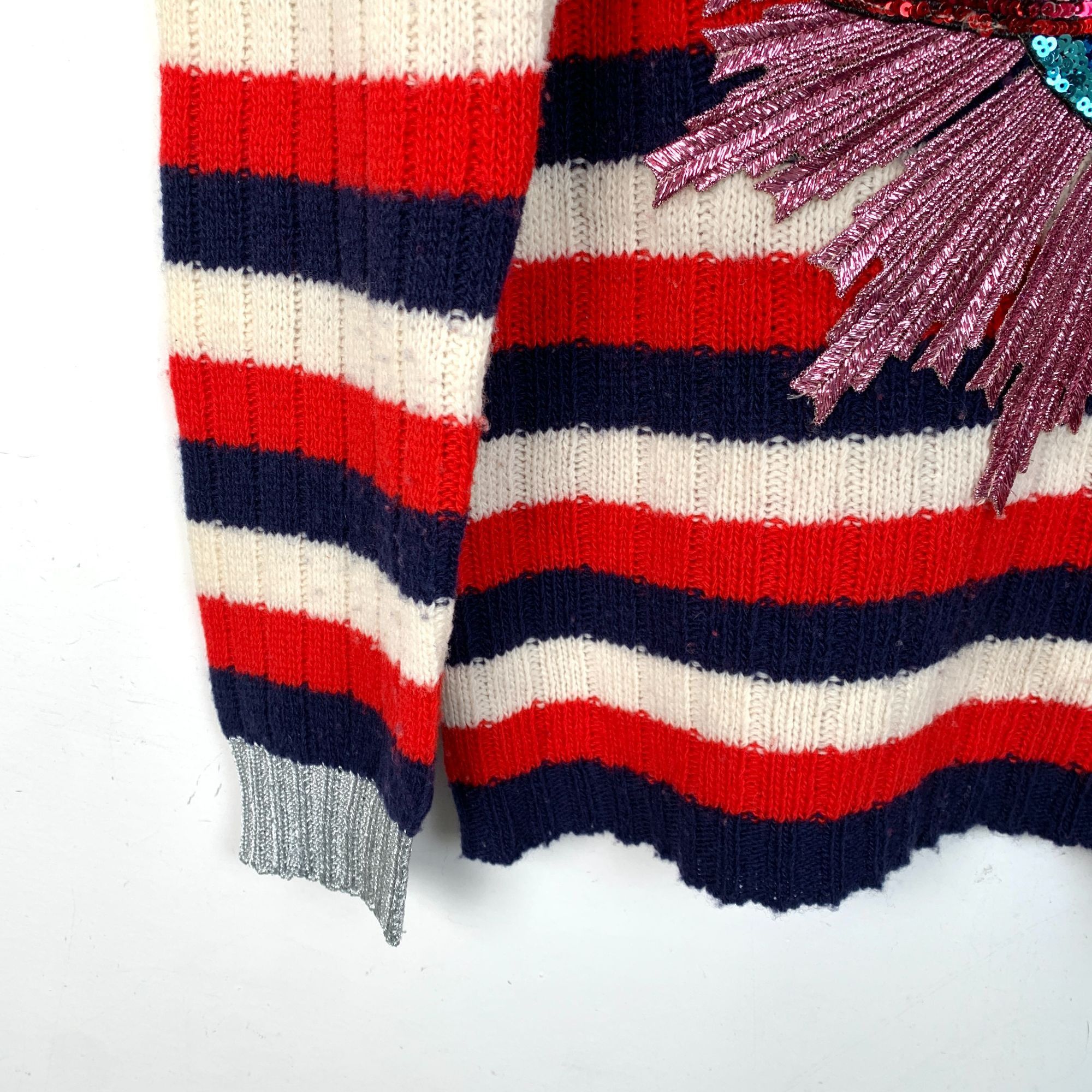 Gucci Gucci Womens Striped Sweater With Sequin Planet Appliqué Size S / US 4 / IT 40 - 5 Thumbnail