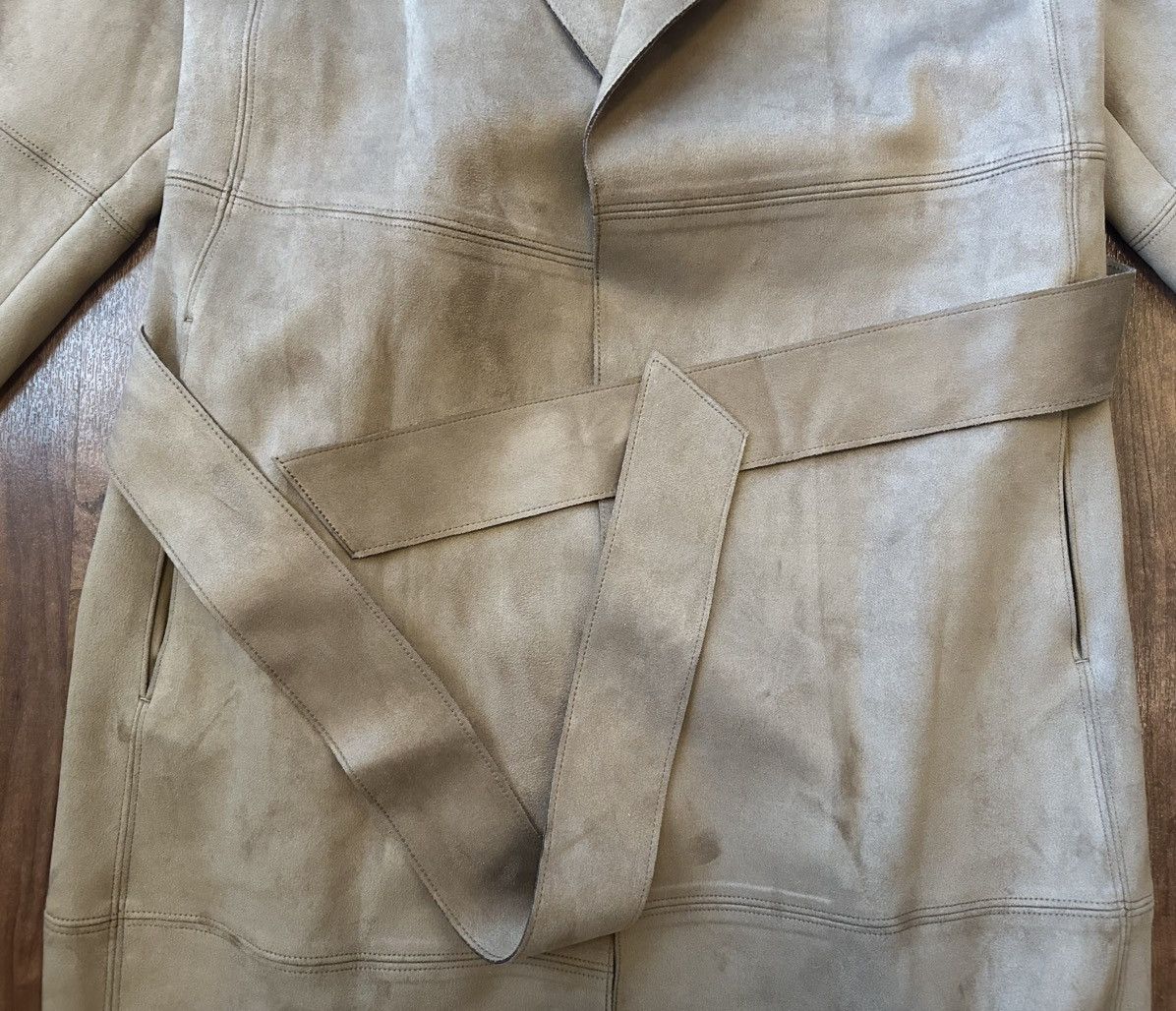 H&M H&M Women’s Faux Suede Coat Long XS Dark Beige Light Brown Size XS / US 0-2 / IT 36-38 - 3 Thumbnail