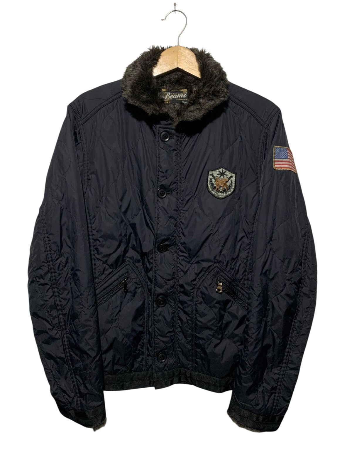 Beams Plus Vintage Beams patches quilted fur jacket Size US L / EU 52-54 / 3 - 1 Thumbnail