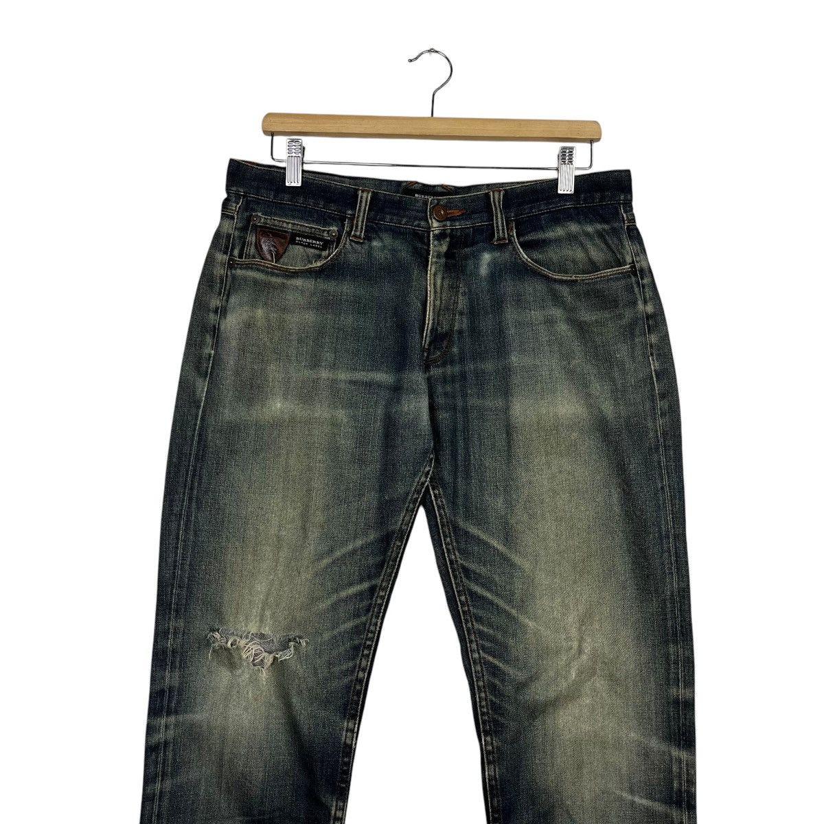 Burberry Vintage Burberry Black Label Distressed Denim Jeans Size US 33 - 3 Thumbnail