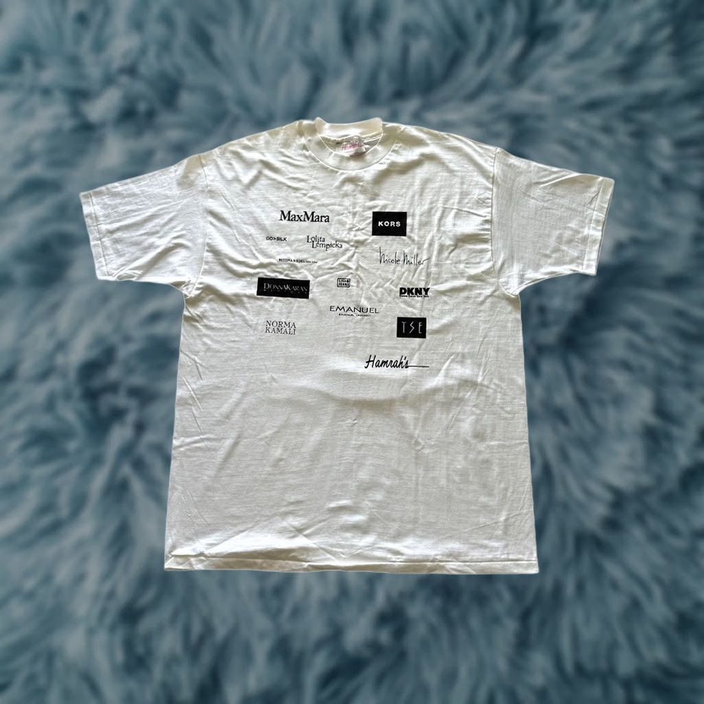 DKNY VINTAGE Hamrahs T-Shirt Unisex Adults XL White 90s Logo Single Stitch DC Comics/MaxMara/KORS/DKNY? Size US XL / EU 56 / 4 - 1 Thumbnail