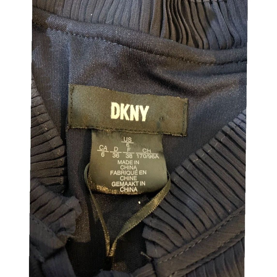DKNY DKNY Navy Blue Long Sleeve Pleated Dress Tie Neck Knee Length Womens, 6, New Size M / US 6-8 / IT 42-44 - 8 Thumbnail