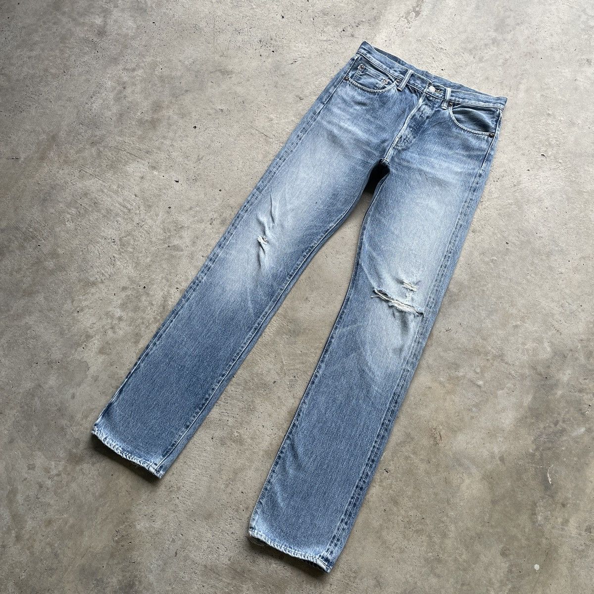 Japanese Brand Vintage StormyBlue Faded Selvedge Jeans Distressed Pants W31 Size US 31 - 2 Thumbnail