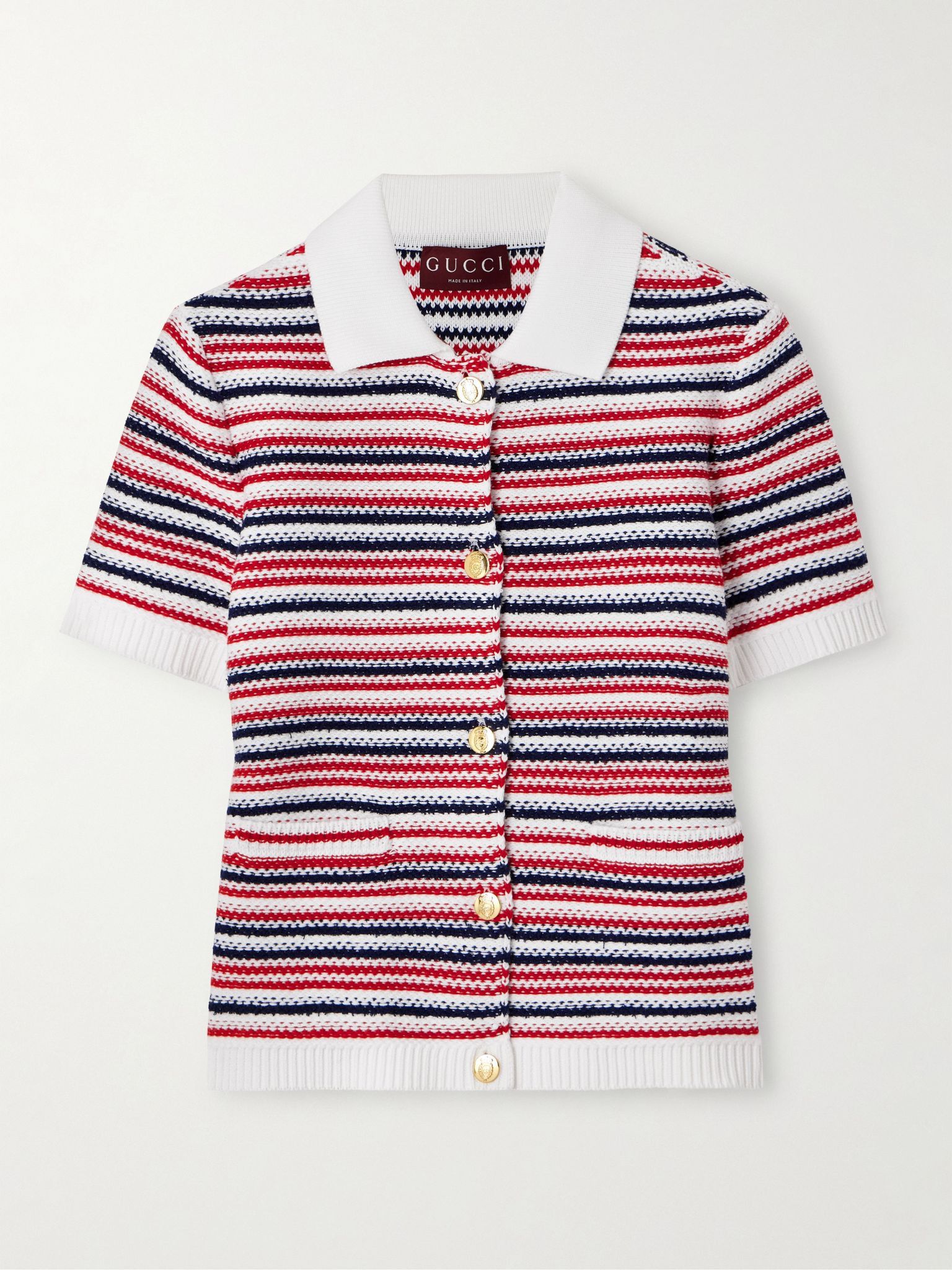 Gucci o1B3y1r0426 Fine Wool Polo Top Shirt in Multicolor Size M / US 6-8 / IT 42-44 - 1 Thumbnail
