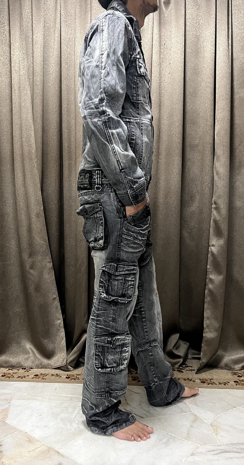 Japanese Brand LowBox Tactical Multipocket Punk Style Denim Overall Size US 35 - 19 Thumbnail