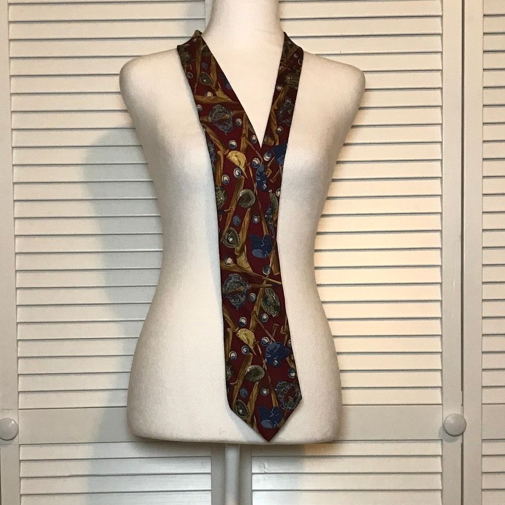Other Harken LTD Silk Baseball Theme Short Wide Necktie Size ONE SIZE - 2 Thumbnail