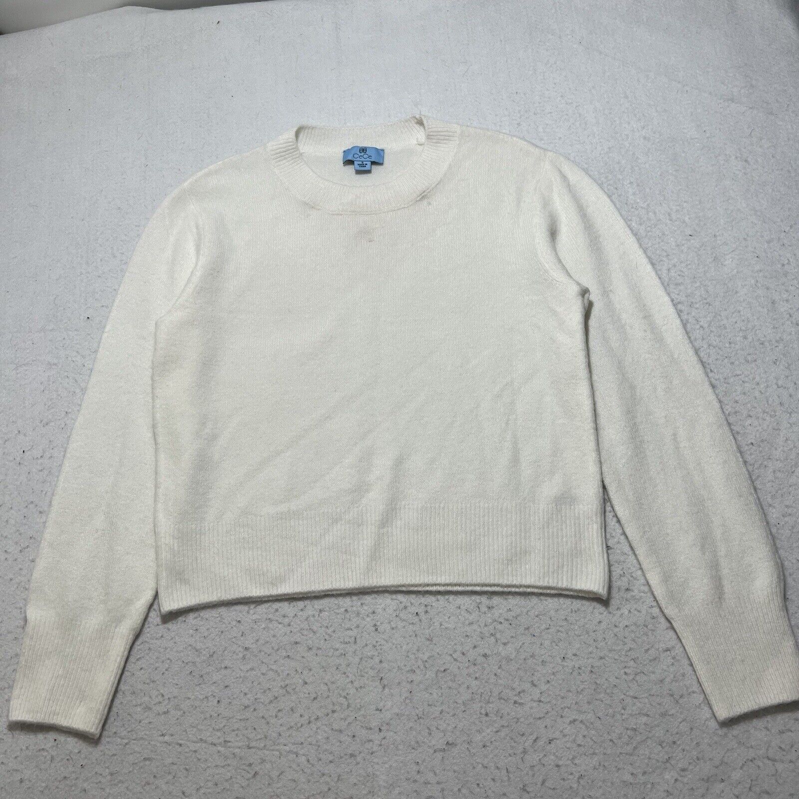 Nordstrom CeCe Small Crewneck Pullover Lightweight Knit White Sweater Size S / US 4 / IT 40 - 1 Thumbnail
