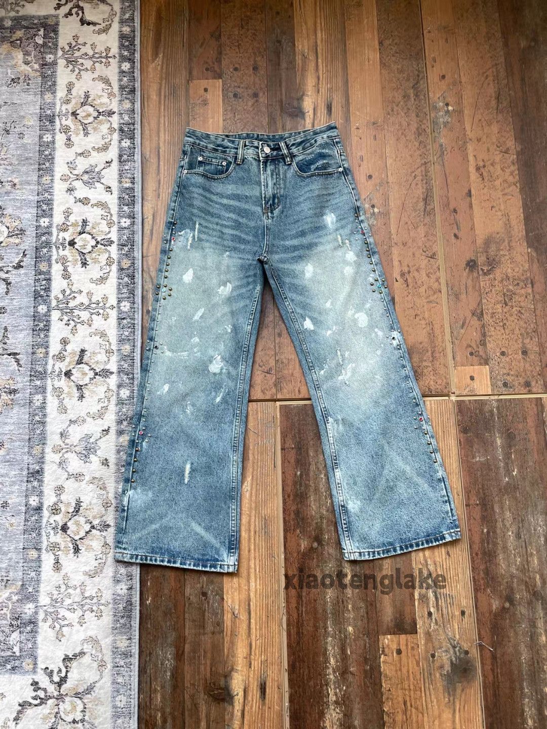 Jean ltx vintage skate hiphop wide leg stain rivet jeans Size US 32 / EU 48 - 7 Thumbnail