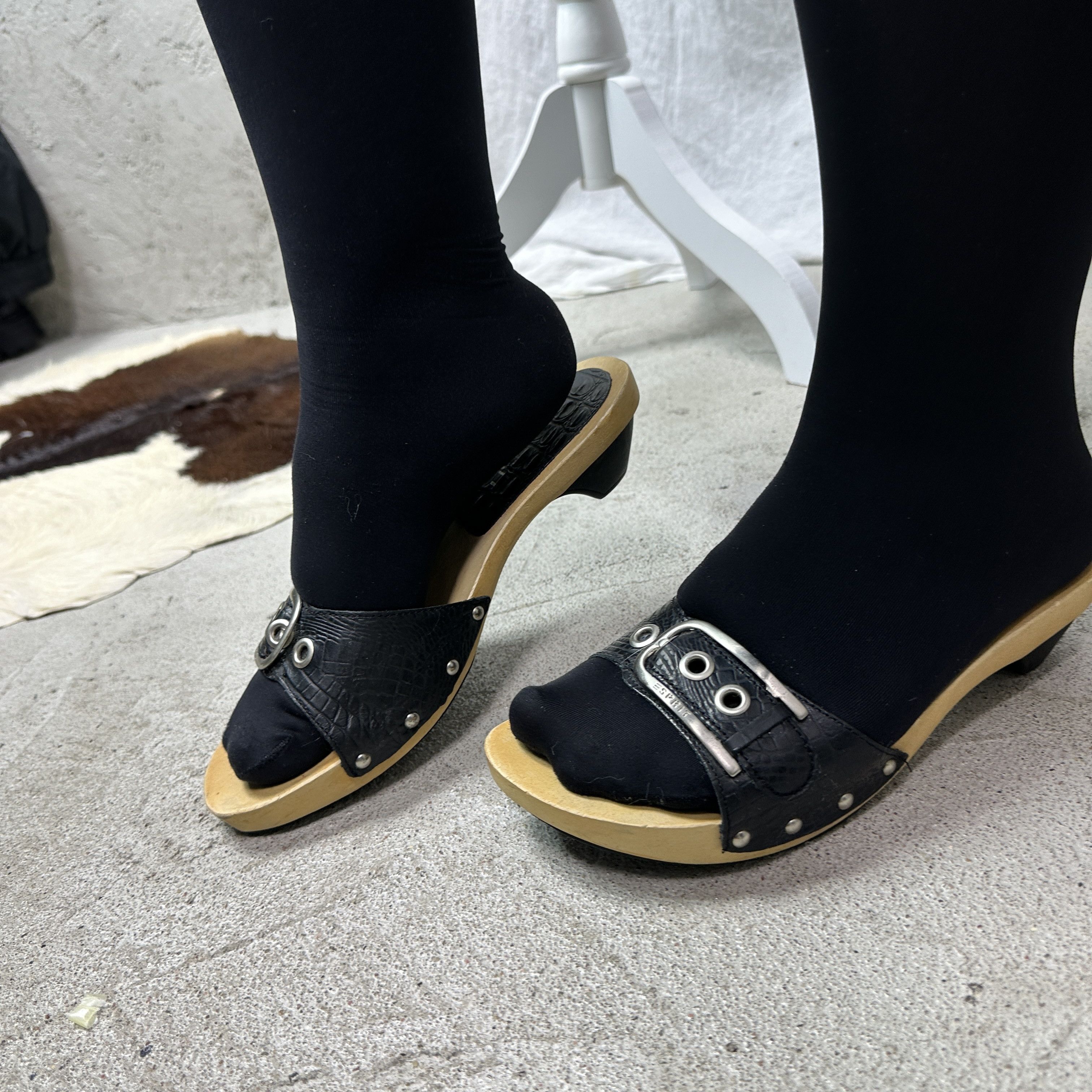 Esprit Vintage Avant Garde Wooden Casual Buckled Y2K Clogs Size US 10 / IT 40 - 7 Thumbnail