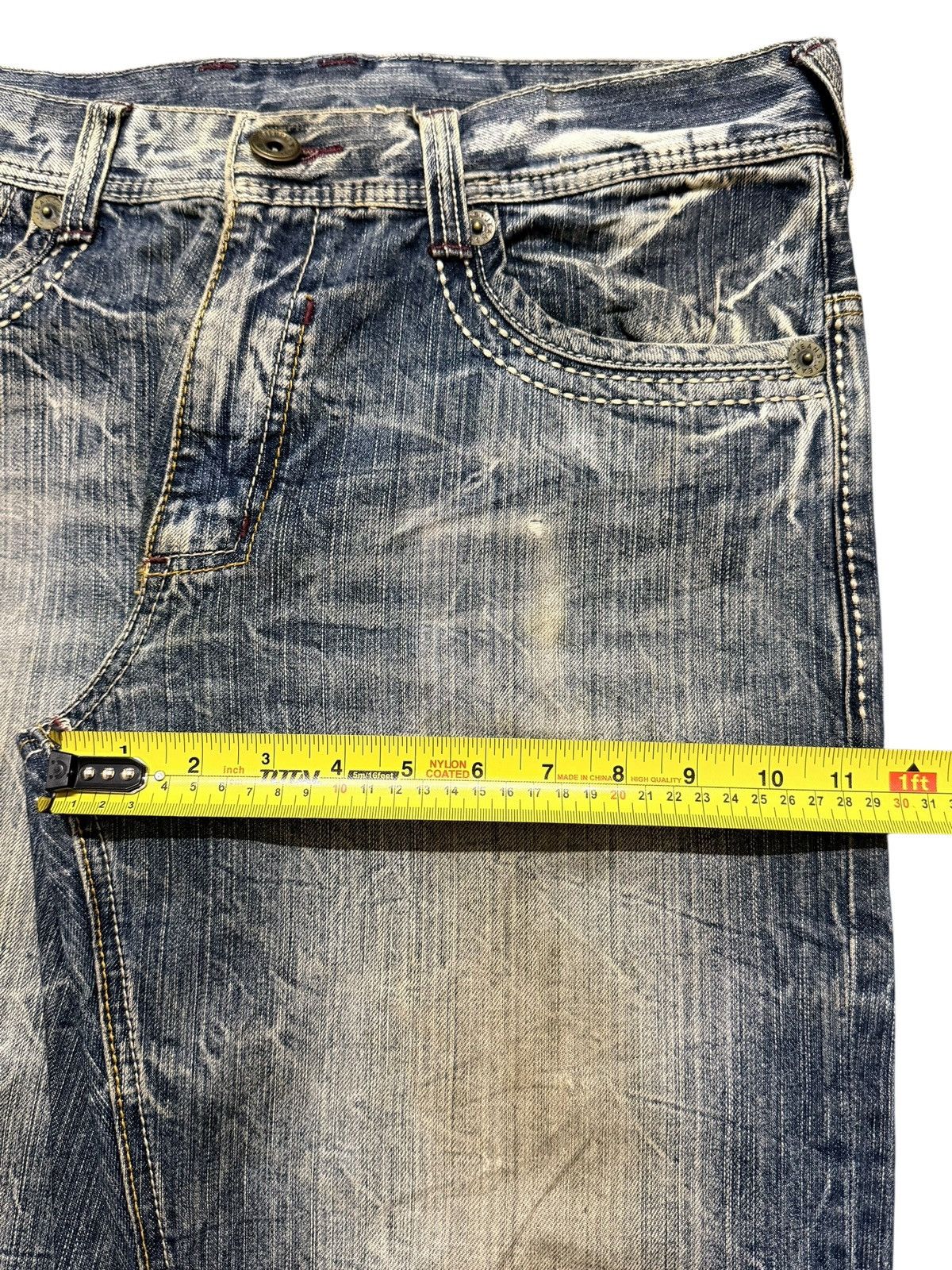 14th Addiction Vintage Japanese Brand Mud Wash Faded Thunder Distress Baggy Size US 34 / EU 50 - 15 Thumbnail