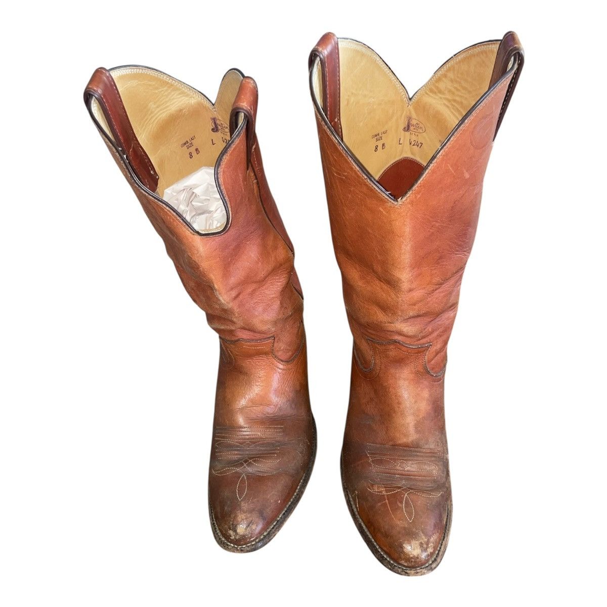 Justin Boots Mens Sz 8 Brown Leather Western Cowboy Brown