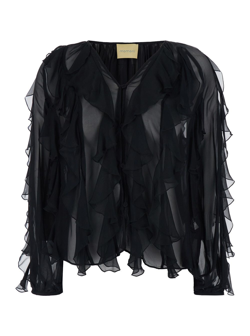 Missoni Blouse 'Canela' with V-Neck and Ruches Design in Black Viscose and Silk for Women Size M / US 6-8 / IT 42-44 - 1 Thumbnail