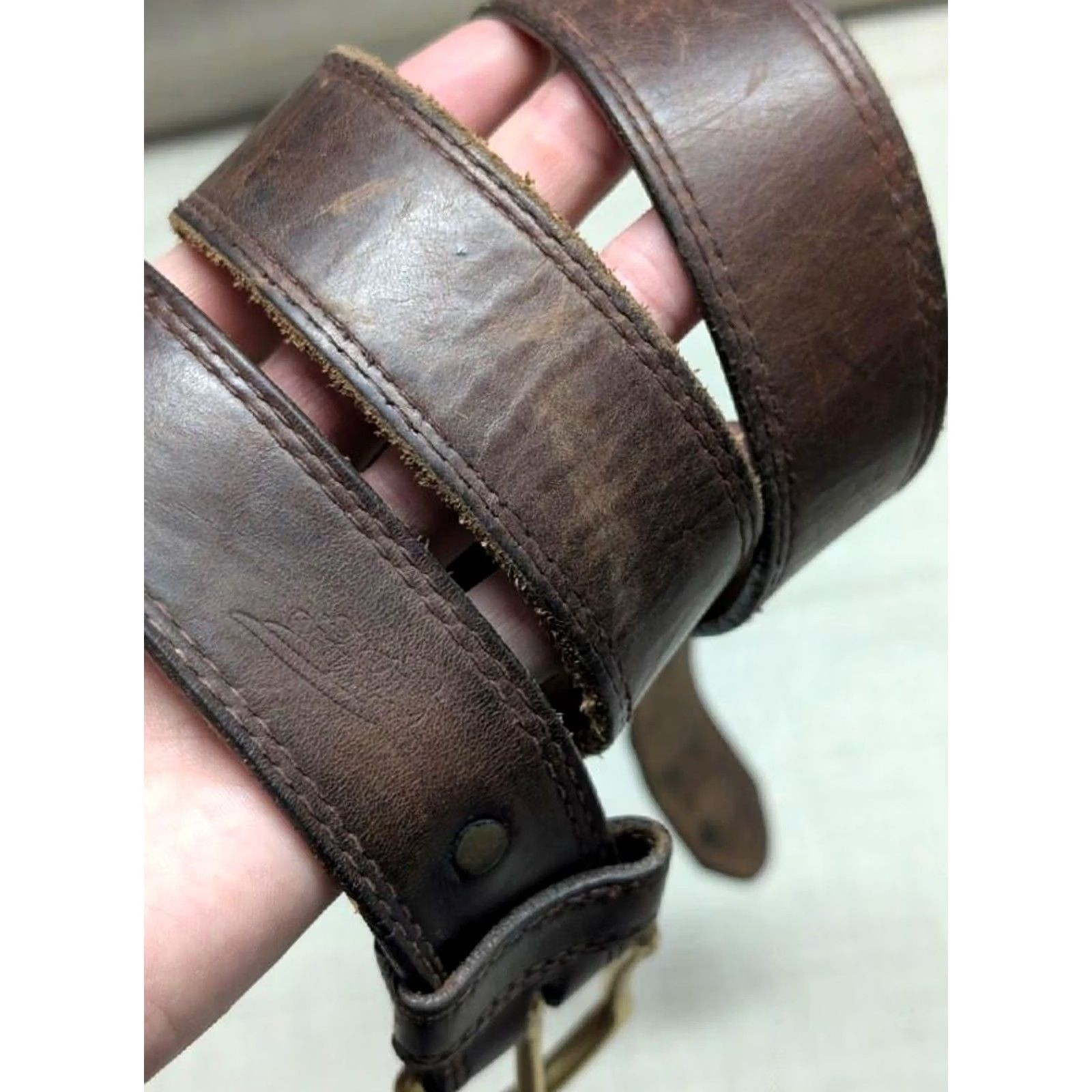 Vintage VINTAGE Red Wing Shoes belt Western 40 brown cowhide leather belt Mens Size 40 - 2 Thumbnail